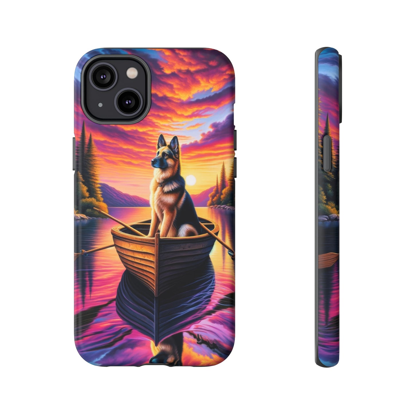 German Shepherd Rowing a boat Phone Case