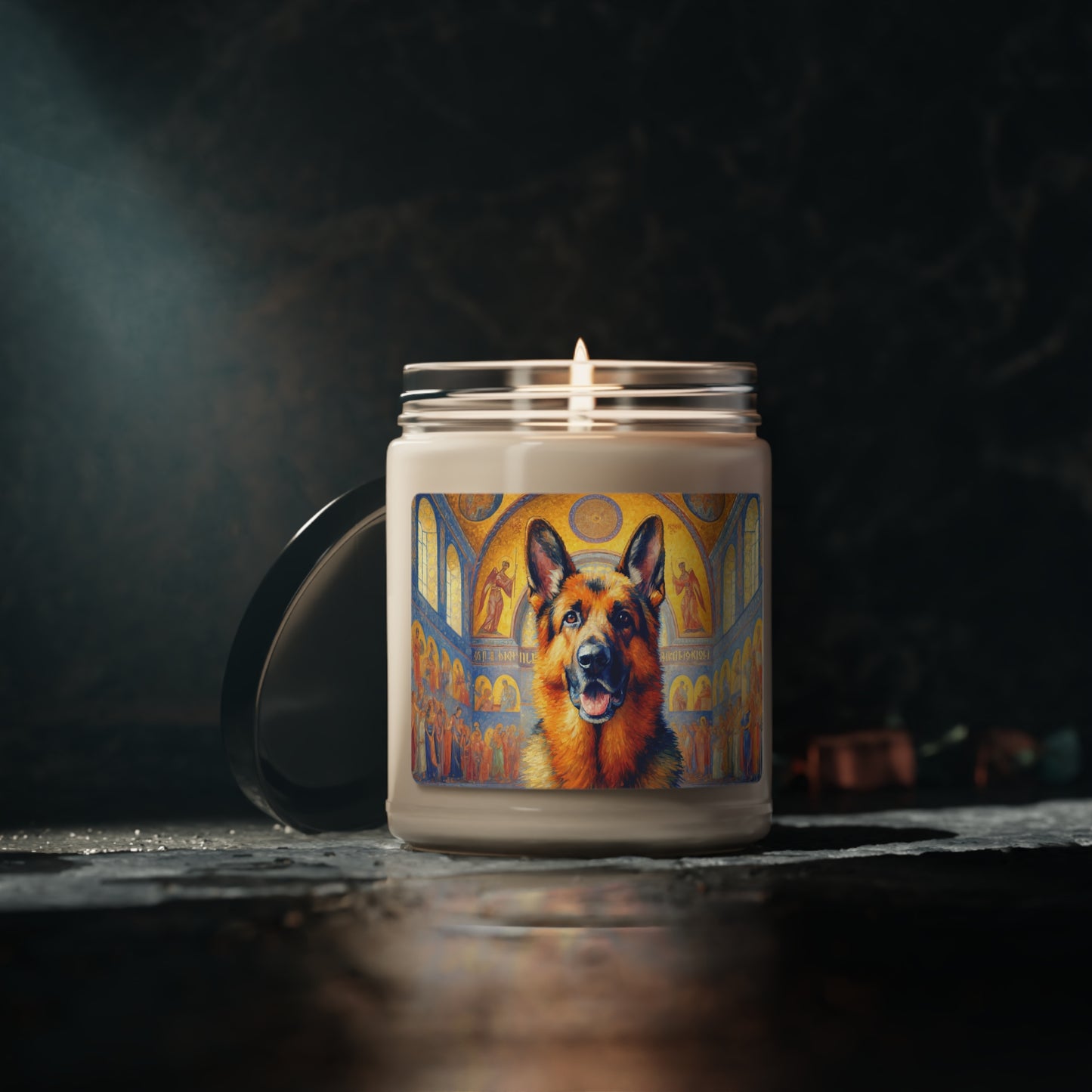 Neo-impressionist German Shepherd Scented Soy Candle, 9oz