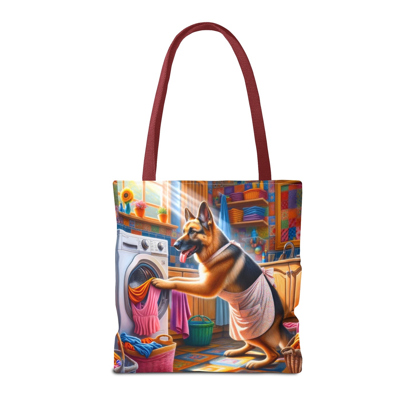 German Shepherd Doing Laundry Tote Bag