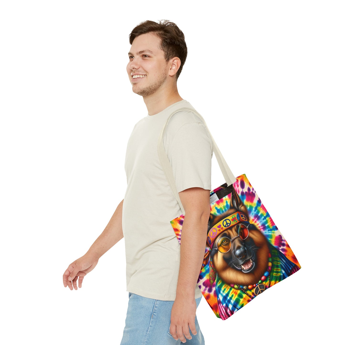 Hippie German Shepherd Tote Bag