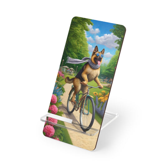 German Shepherd Riding a Bicycle Smartphone Stand