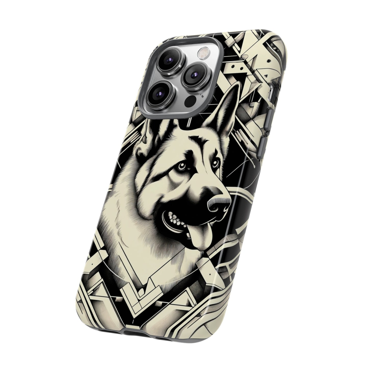 Constructivism and etching style German Shepherd Phone Case