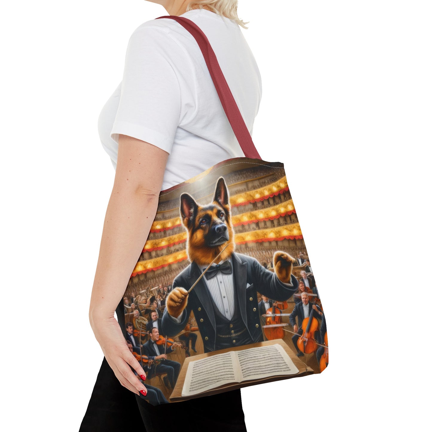 German Shepherd Conducting an Orchestra Tote Bag