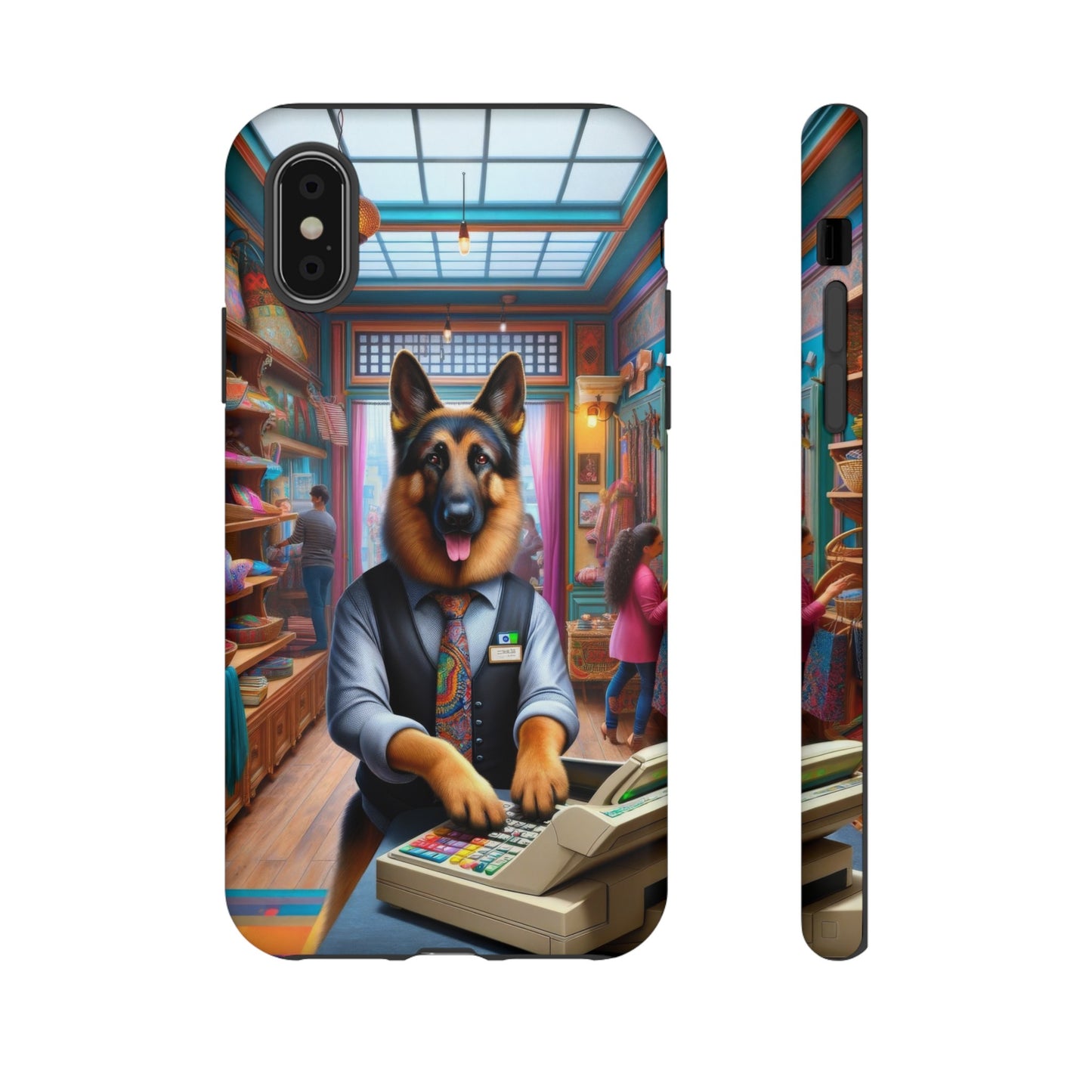 German Shepherd Operating a Cash Register Phone Case