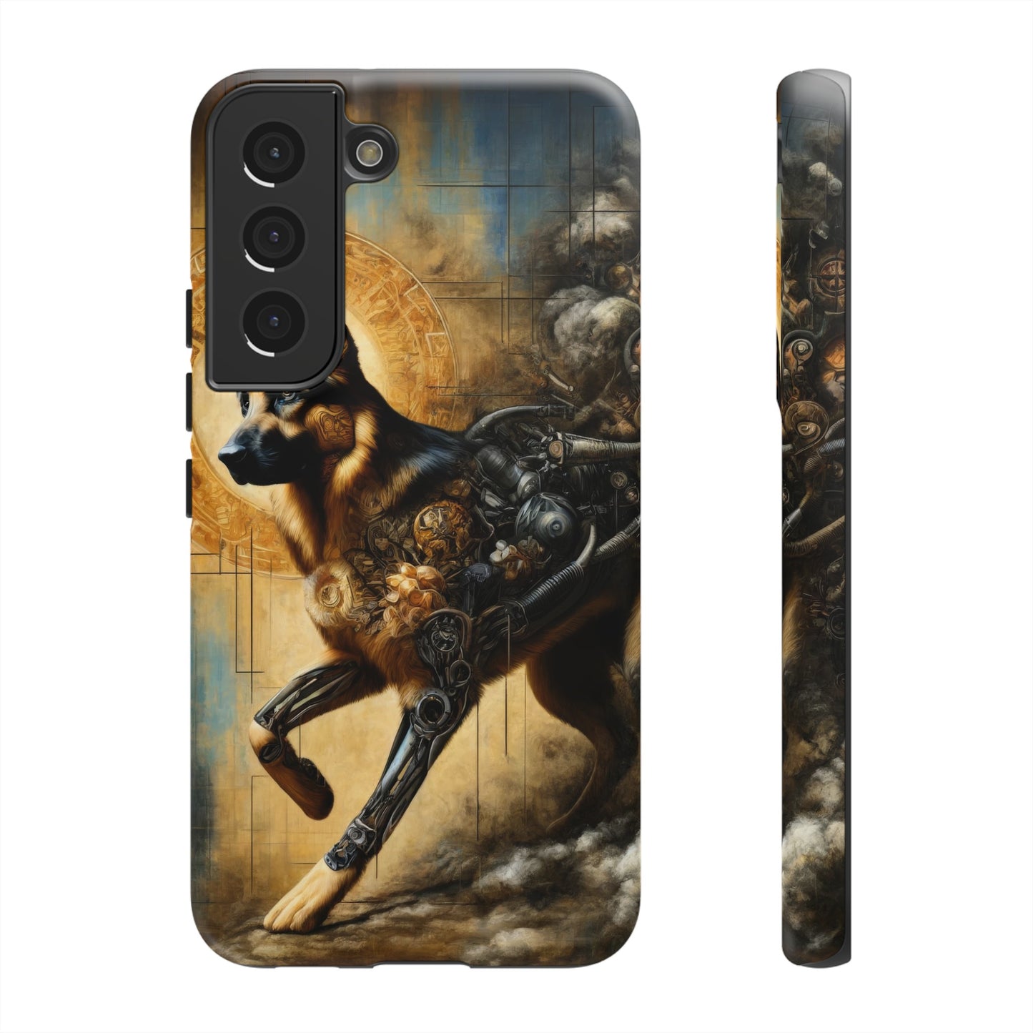 Byzantine, charcoal, and cybernetic German Shepherd Phone Case