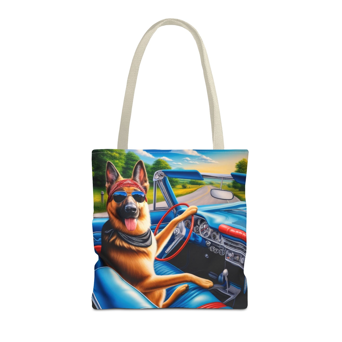 German Shepherd Driving a Car Tote Bag