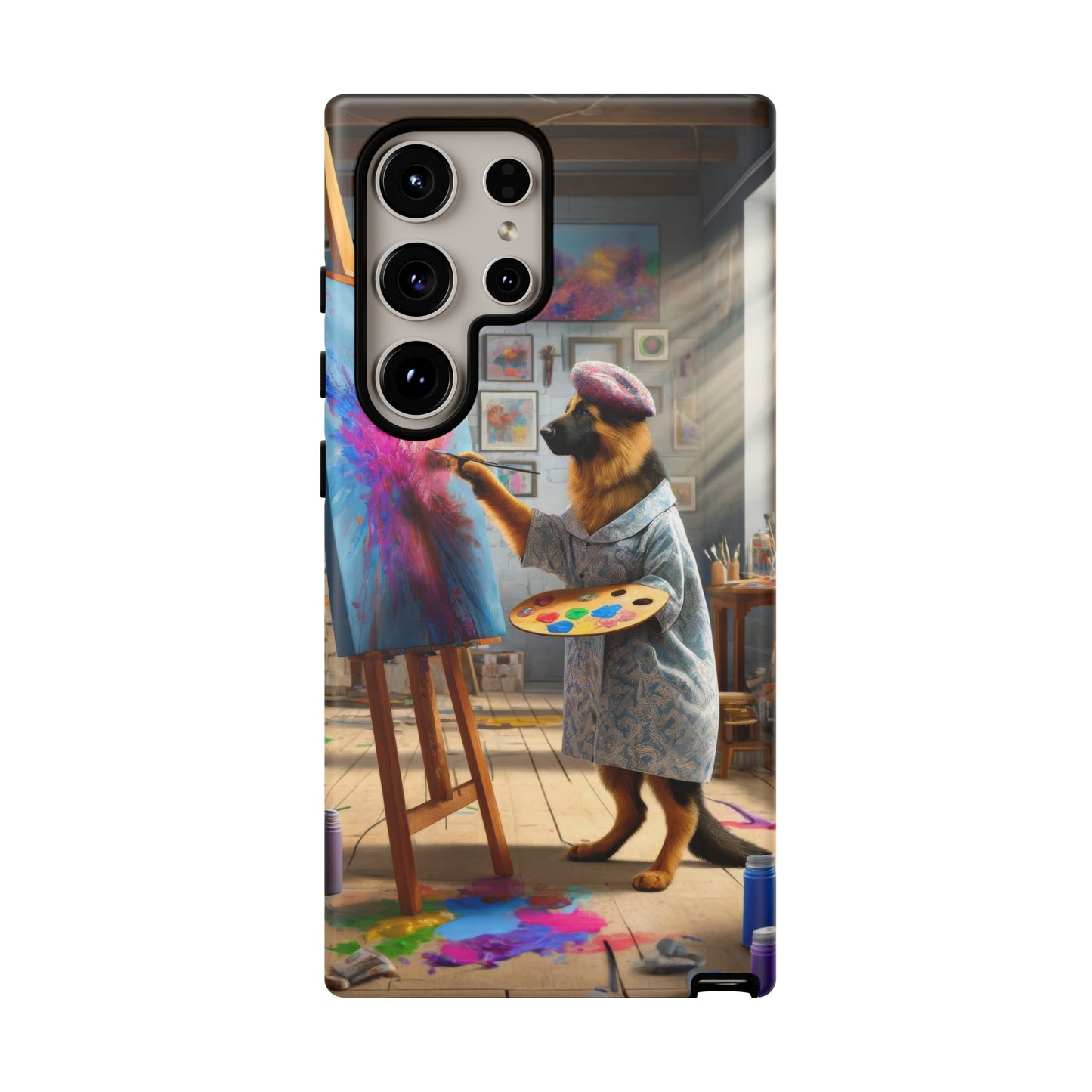 German Shepherd Painting on a Canvas Phone Case