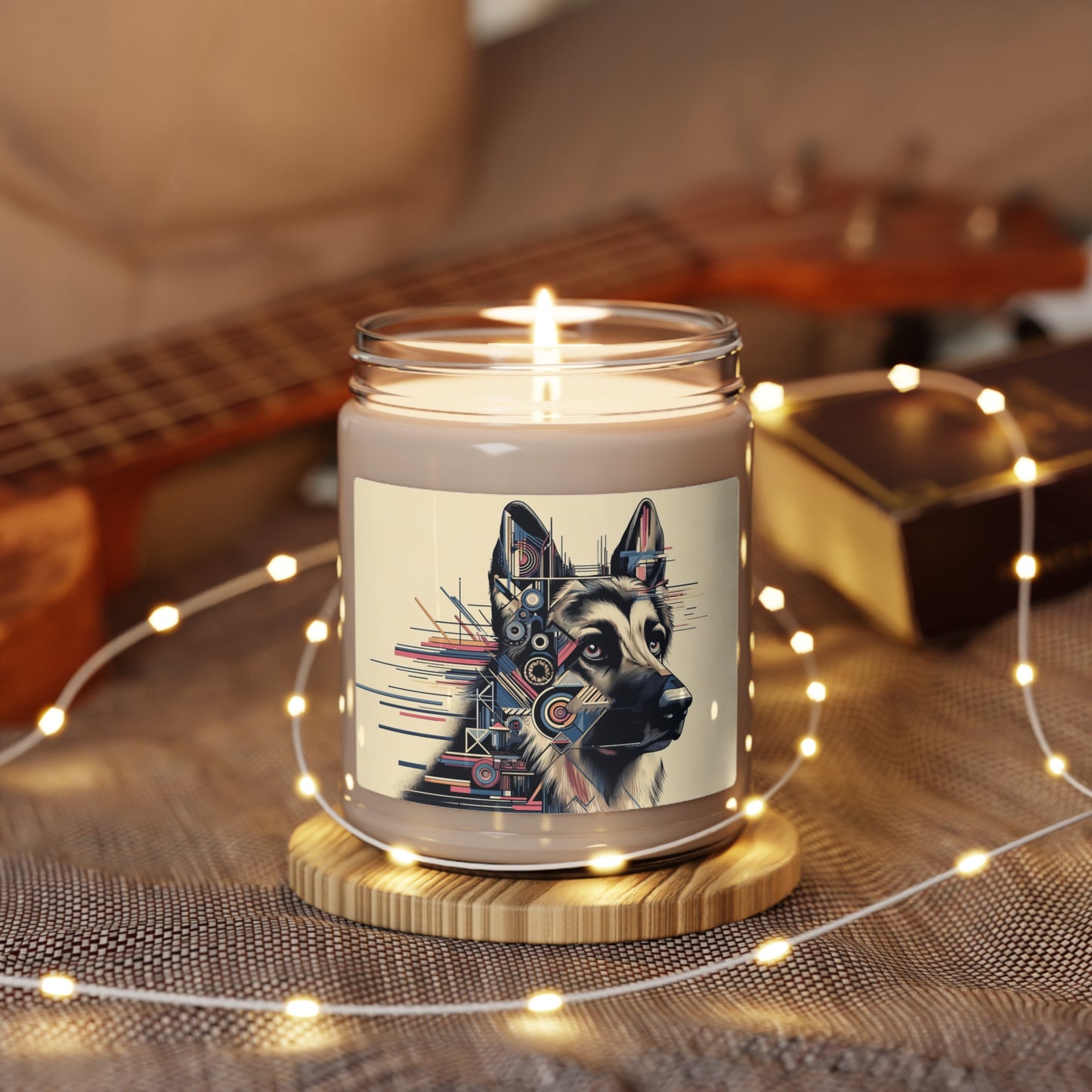Constructivist and dadaist German Shepherd Scented Soy Candle, 9oz