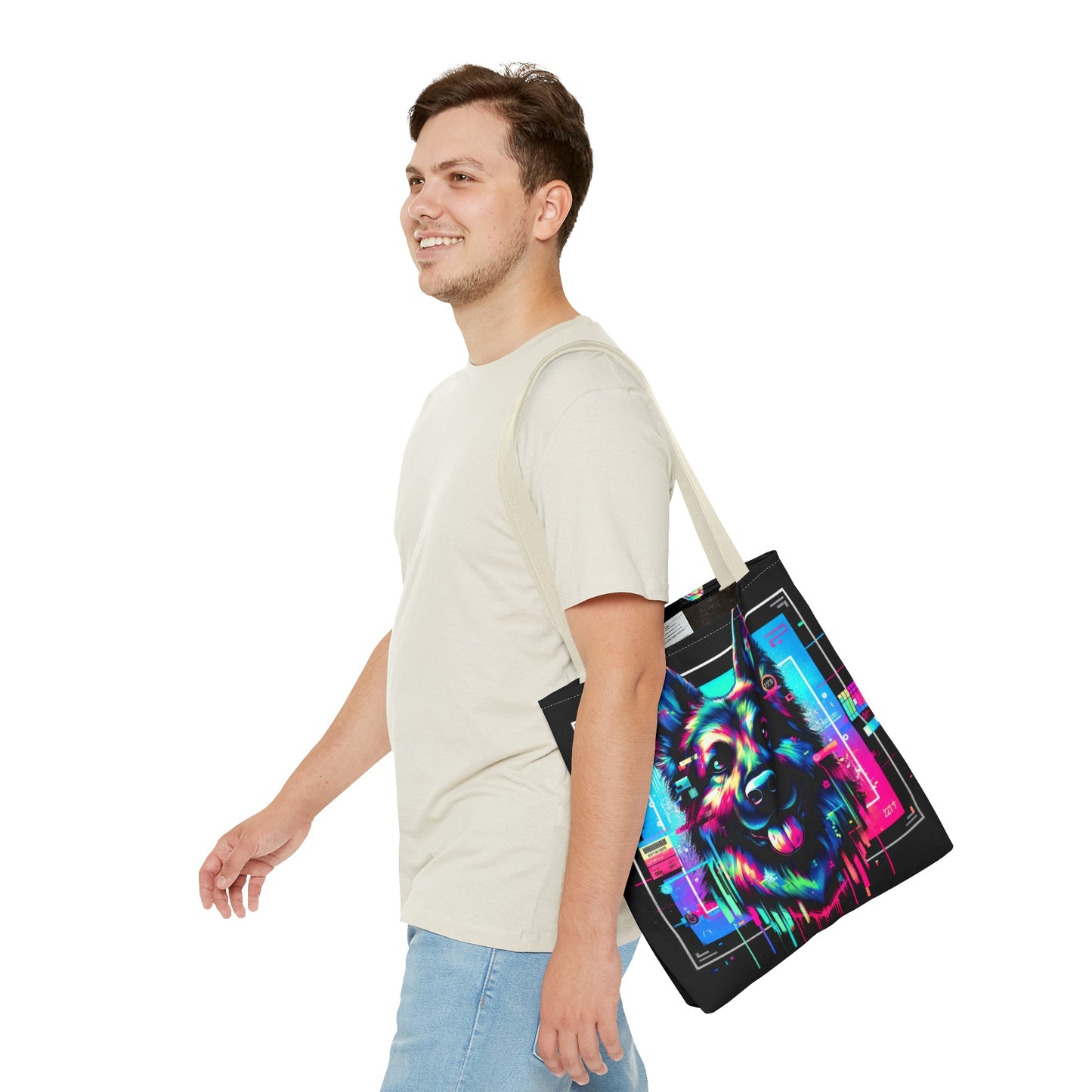 Neon graffiti German Shepherd Tote Bag