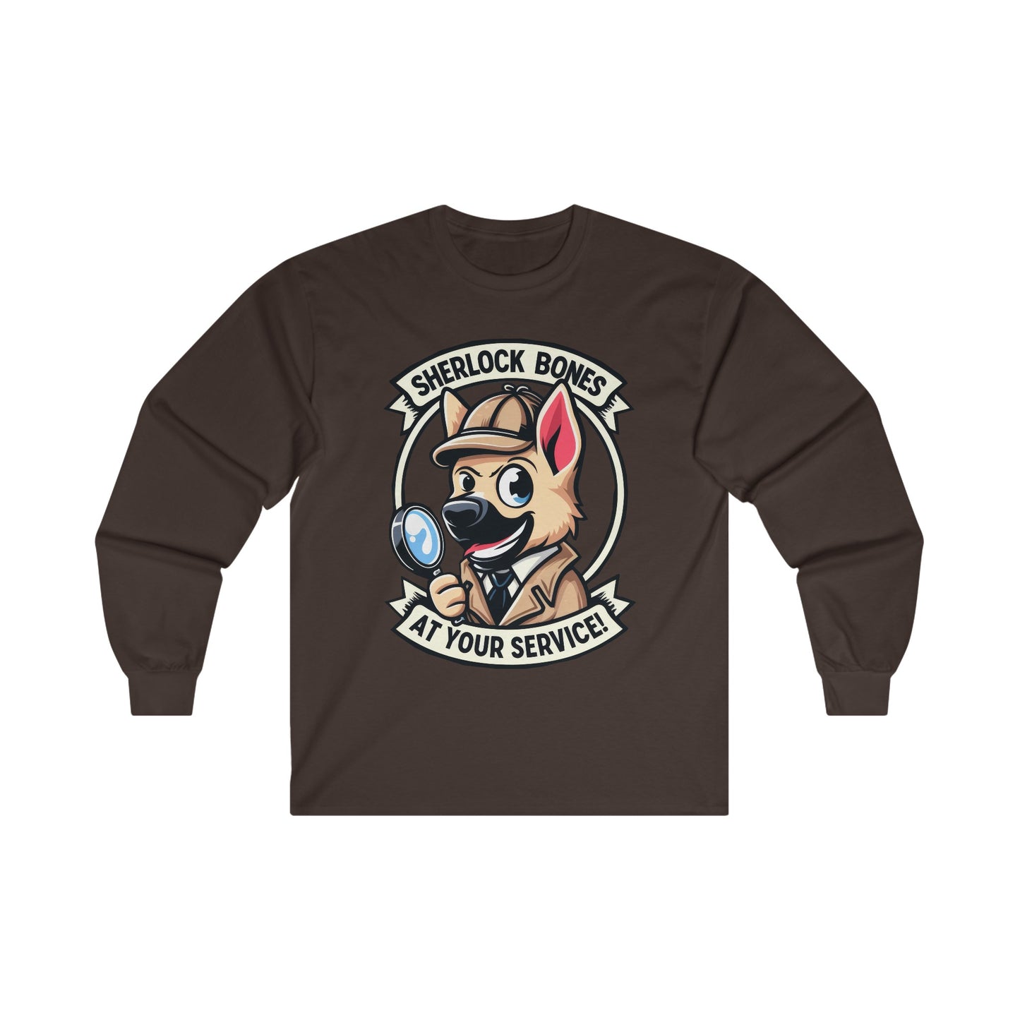 Sherlock Bones Long Sleeve Shirt (20 colors) (German Shepherd)