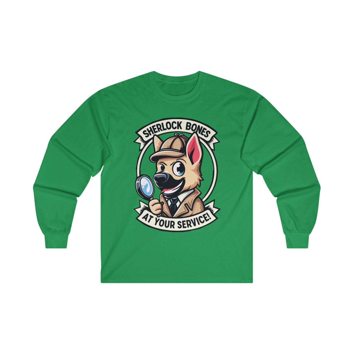 Sherlock Bones Long Sleeve Shirt (20 colors) (German Shepherd)