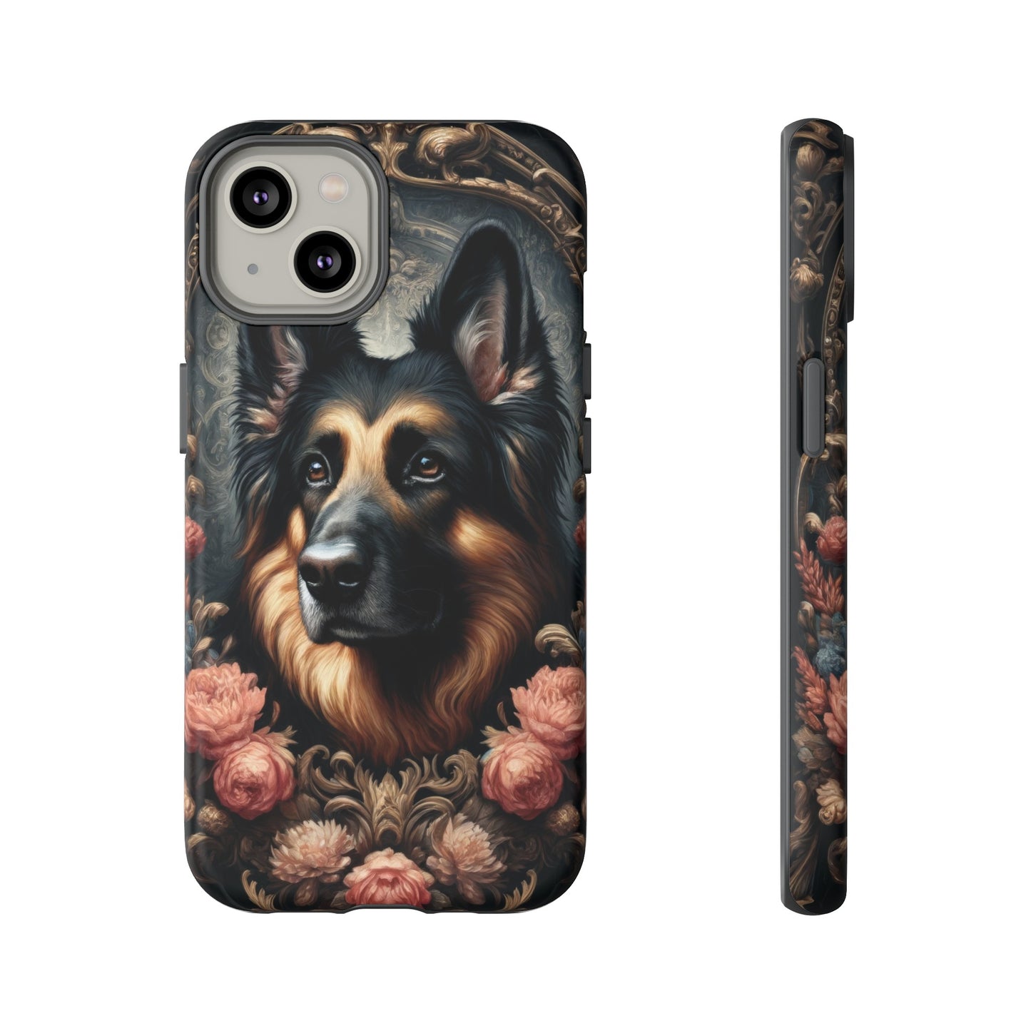 Gothic, high angle German Shepherd Phone Case