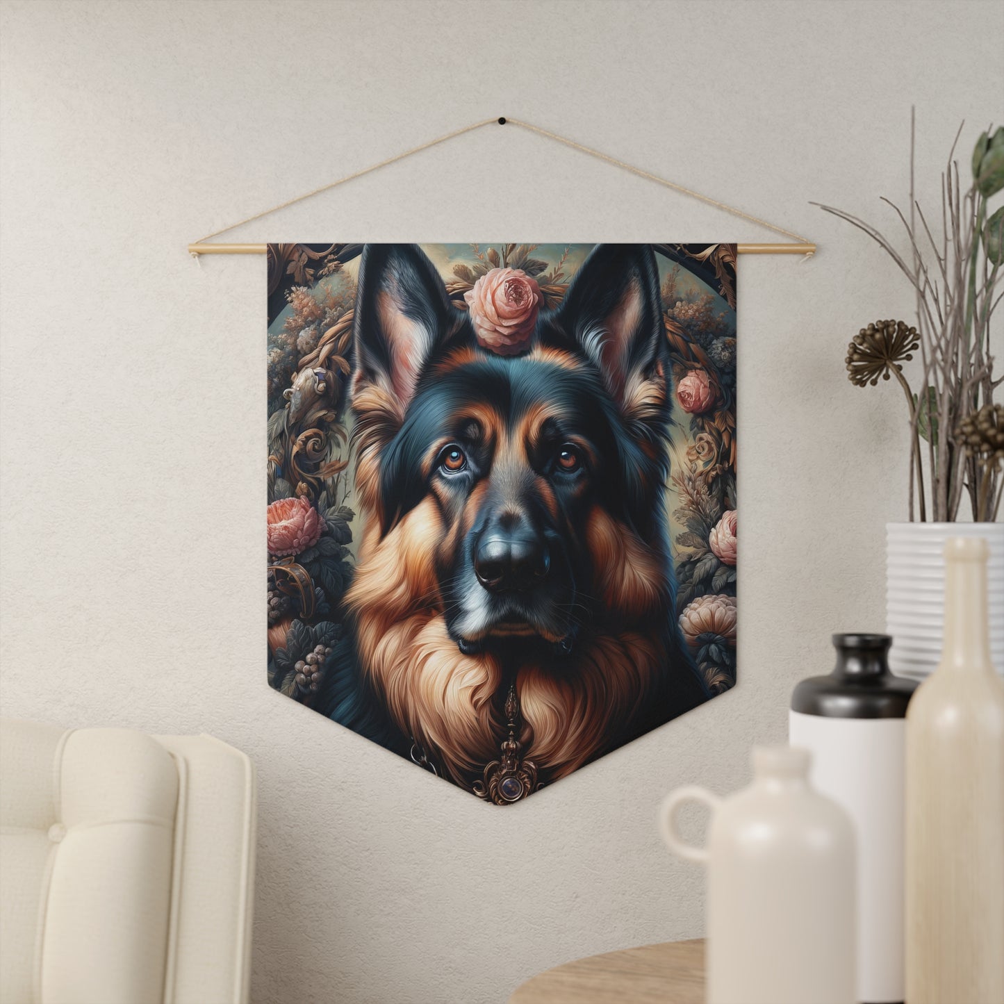 Gothic, high angle German Shepherd Pennant