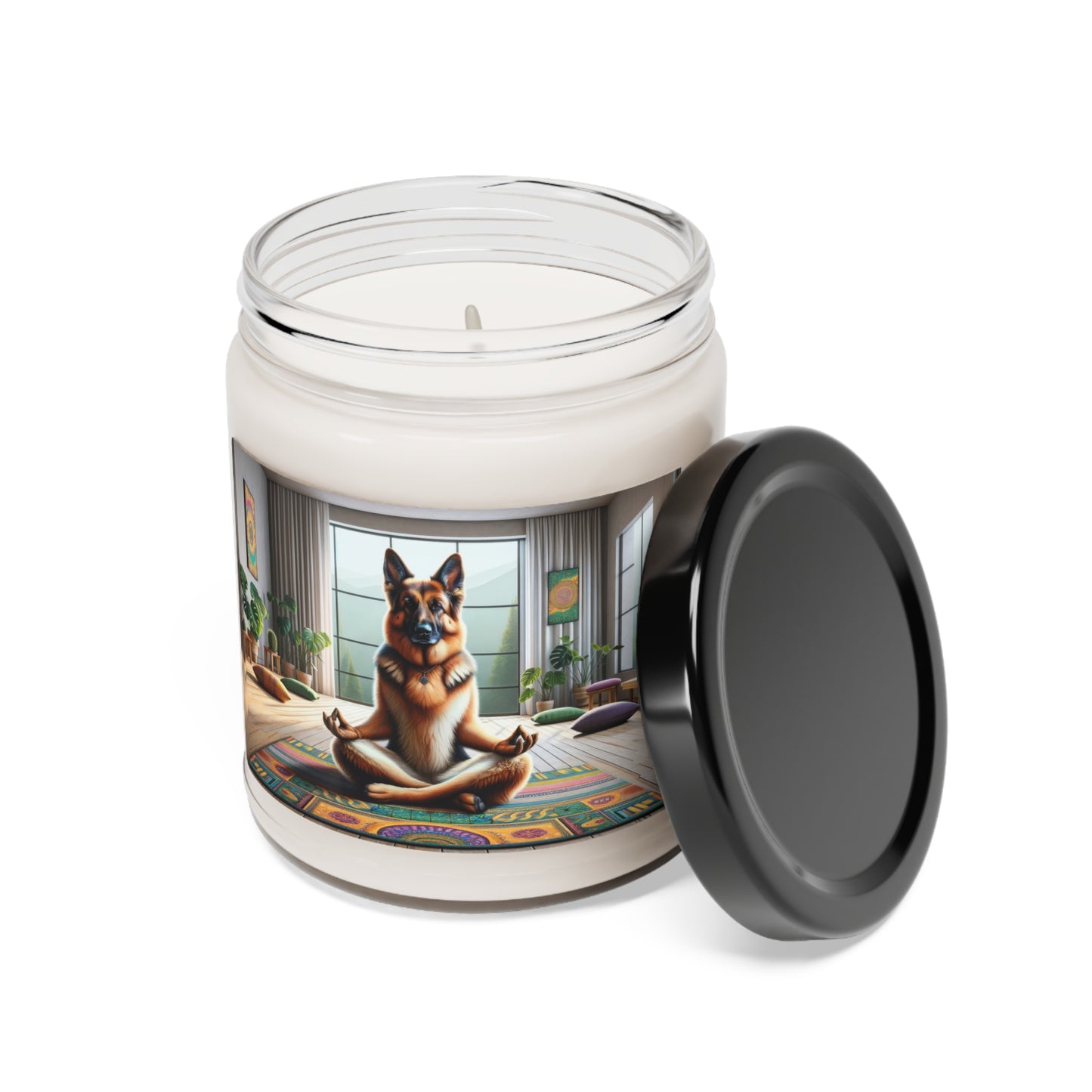 German Shepherd Meditating Scented Soy Candle, 9oz