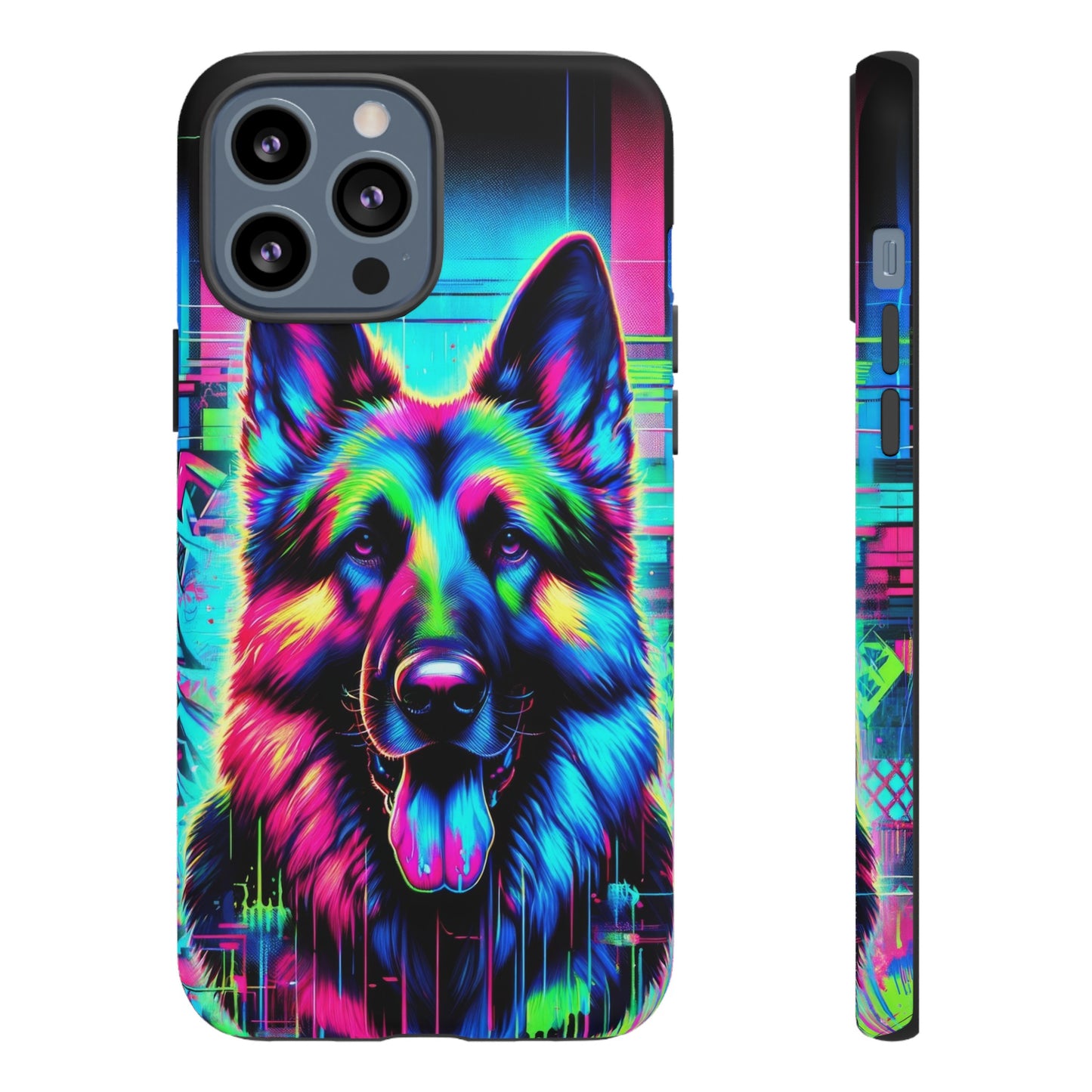 Neon graffiti German Shepherd Phone Case