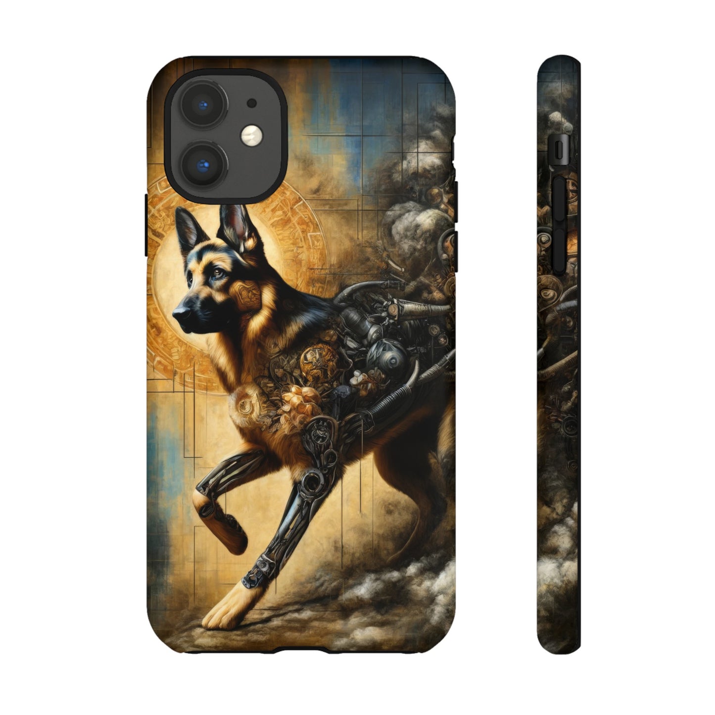 Byzantine, charcoal, and cybernetic German Shepherd Phone Case