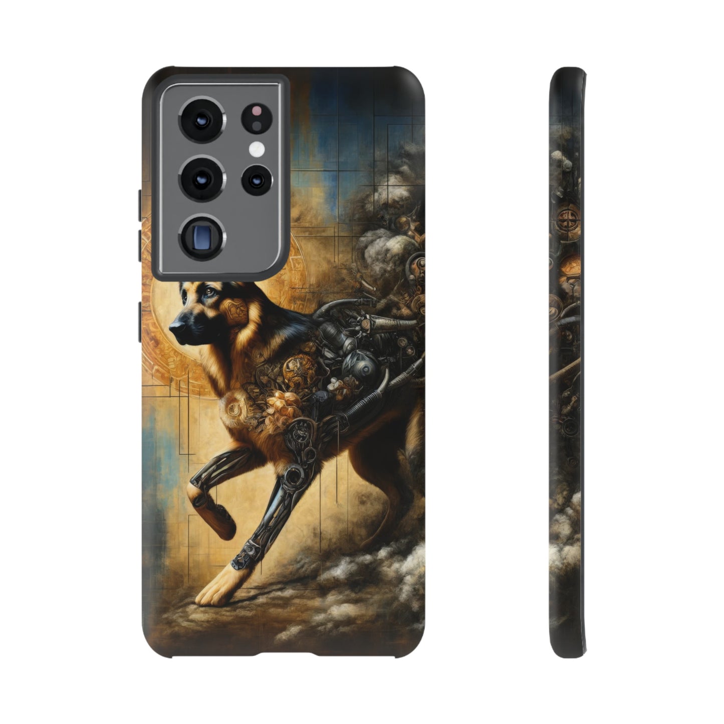 Byzantine, charcoal, and cybernetic German Shepherd Phone Case