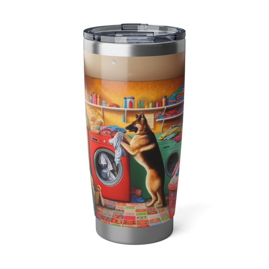 German Shepherd Doing Laundry 20oz Tumbler
