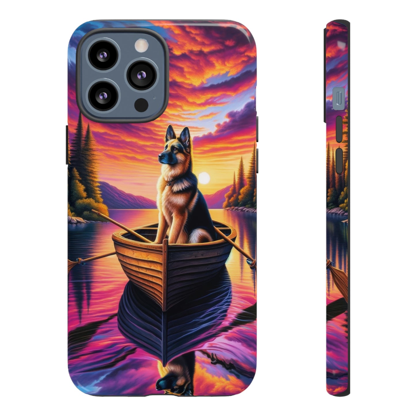 German Shepherd Rowing a boat Phone Case