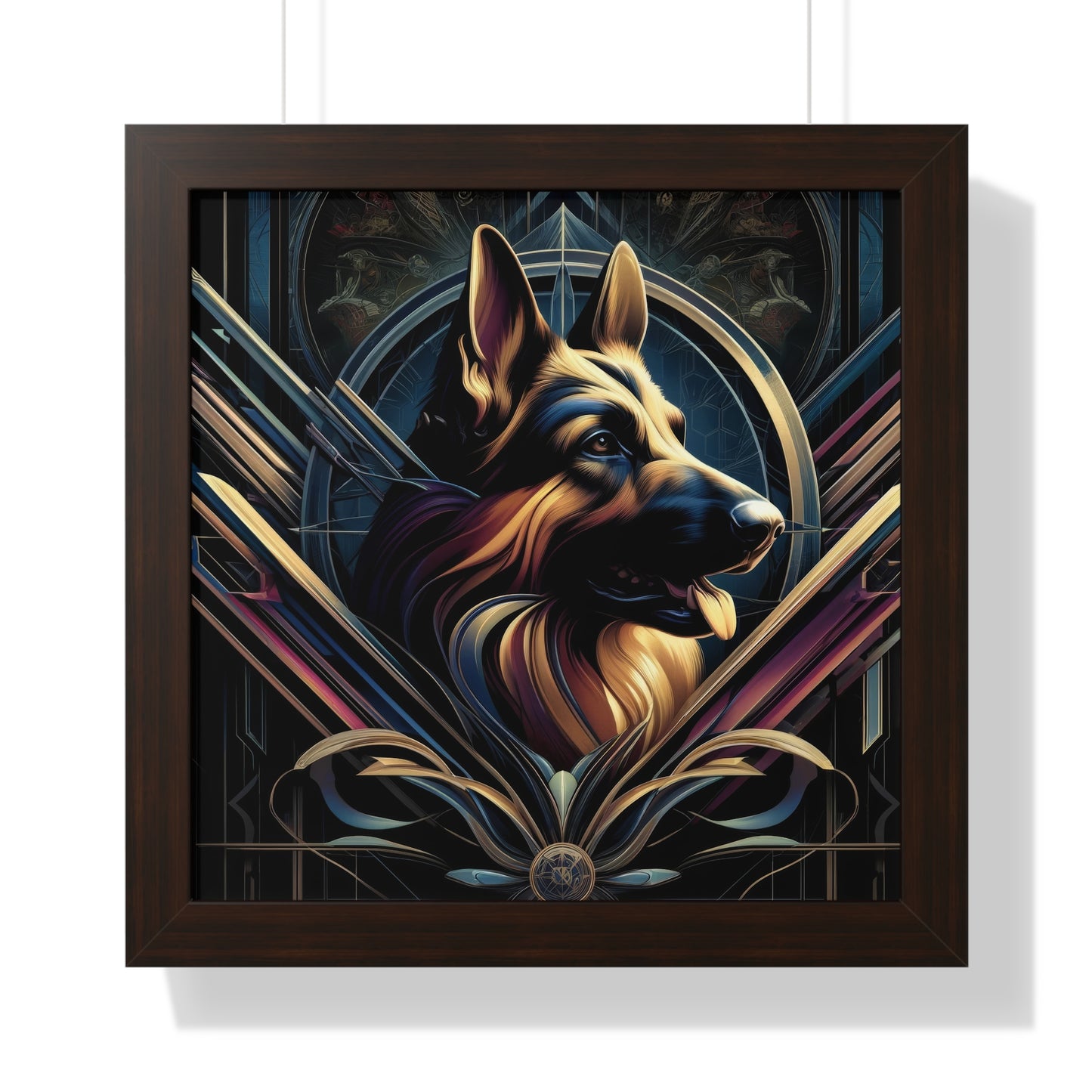 Gothic inspired German Shepherd Framed Poster Painting 16x16