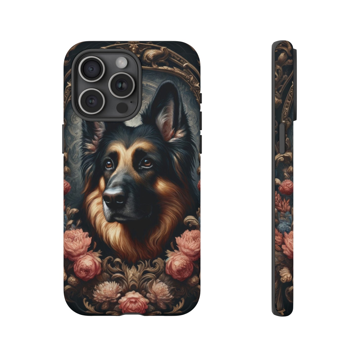 Gothic, high angle German Shepherd Phone Case