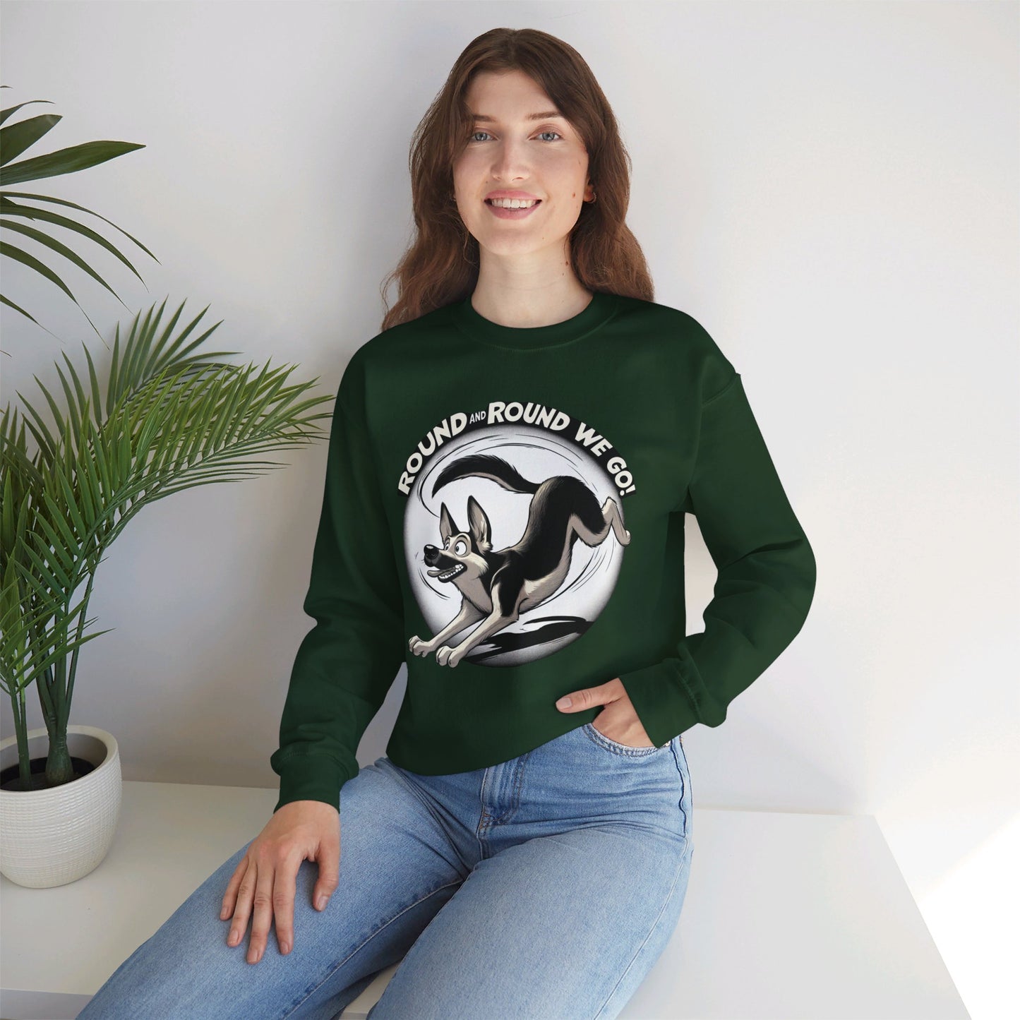 Round and Round We go! Sweatshirt (10 colors) (German Shepherd)