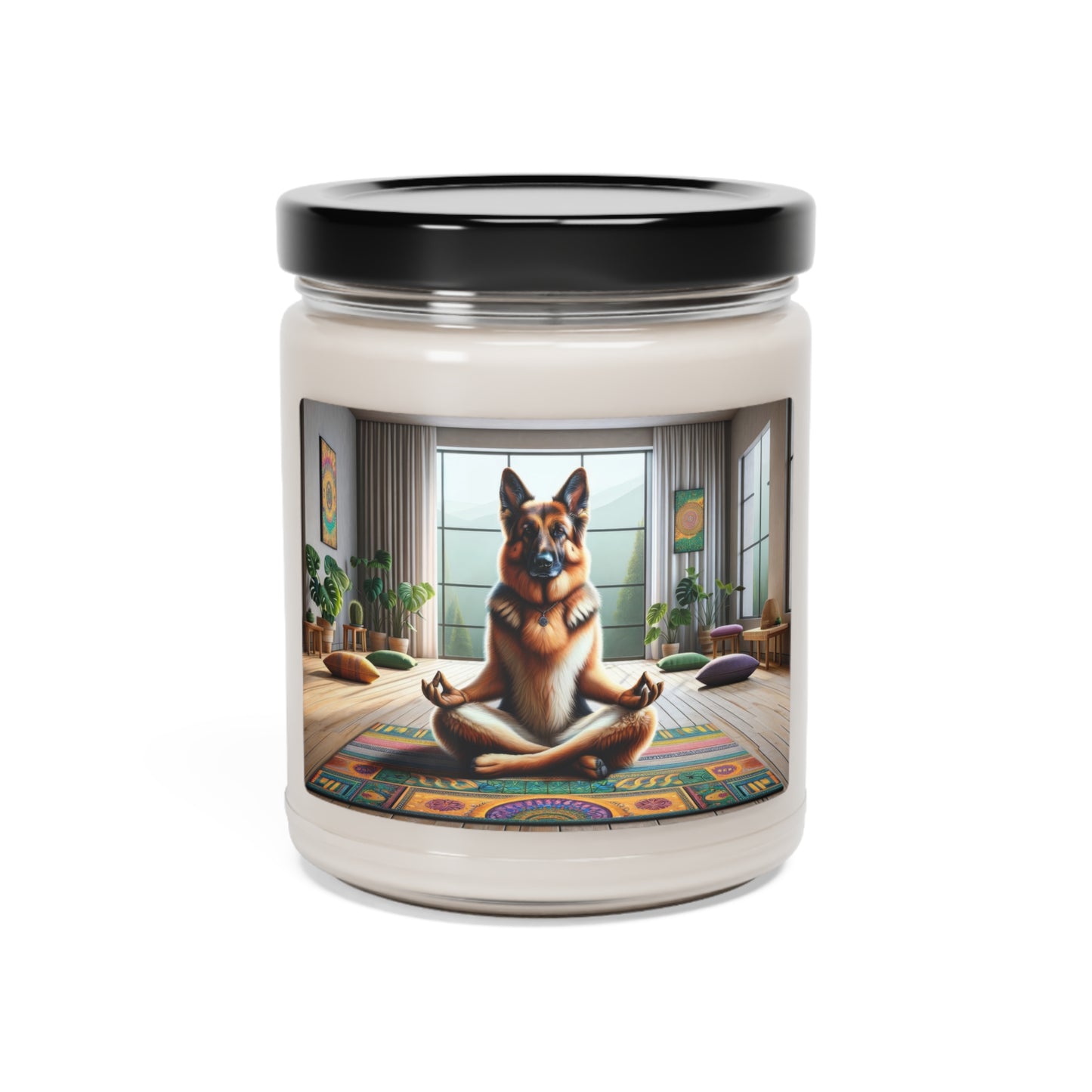 German Shepherd Meditating Scented Soy Candle, 9oz