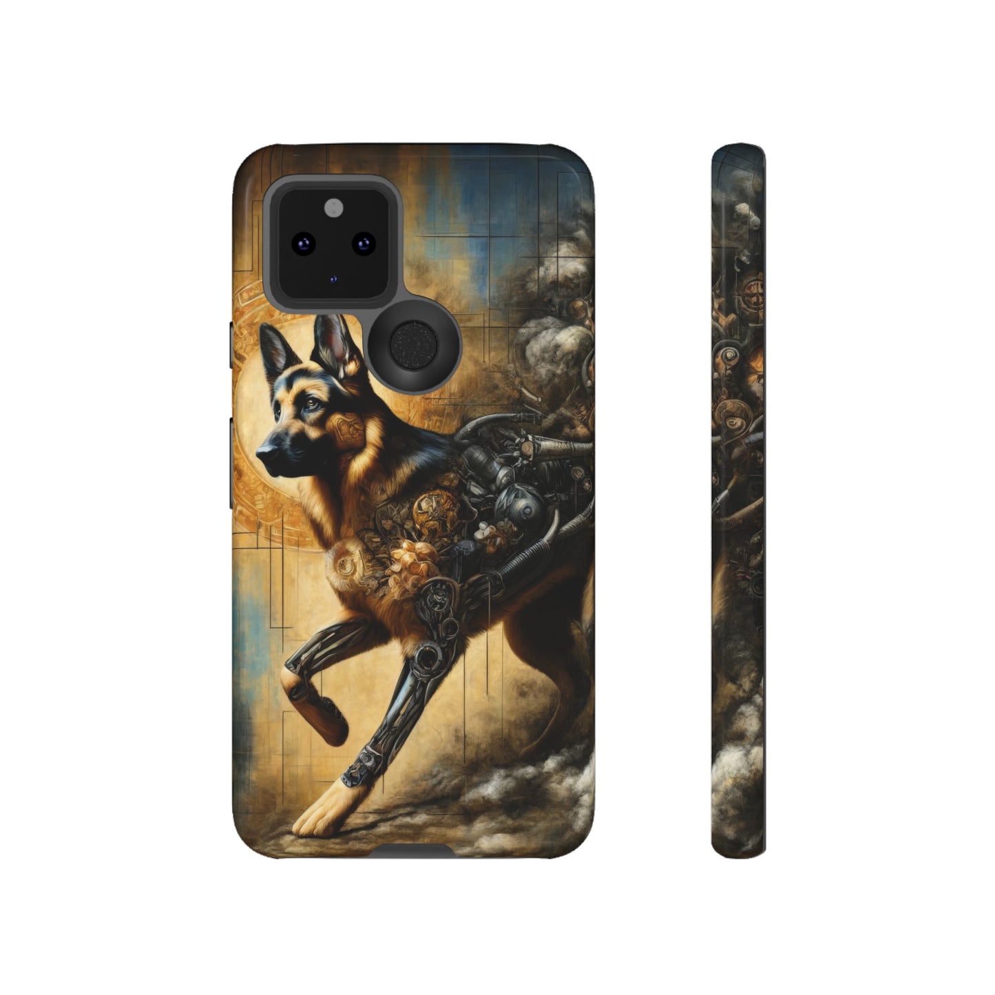 Byzantine, charcoal, and cybernetic German Shepherd Phone Case