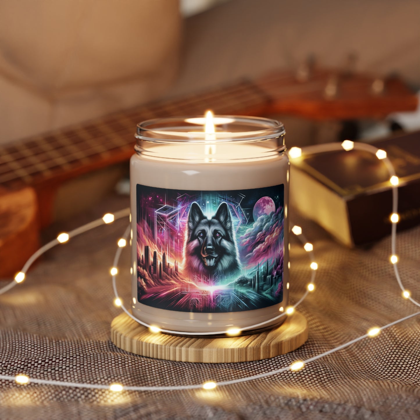Dreamy fantasy German Shepherd Scented Soy Candle, 9oz