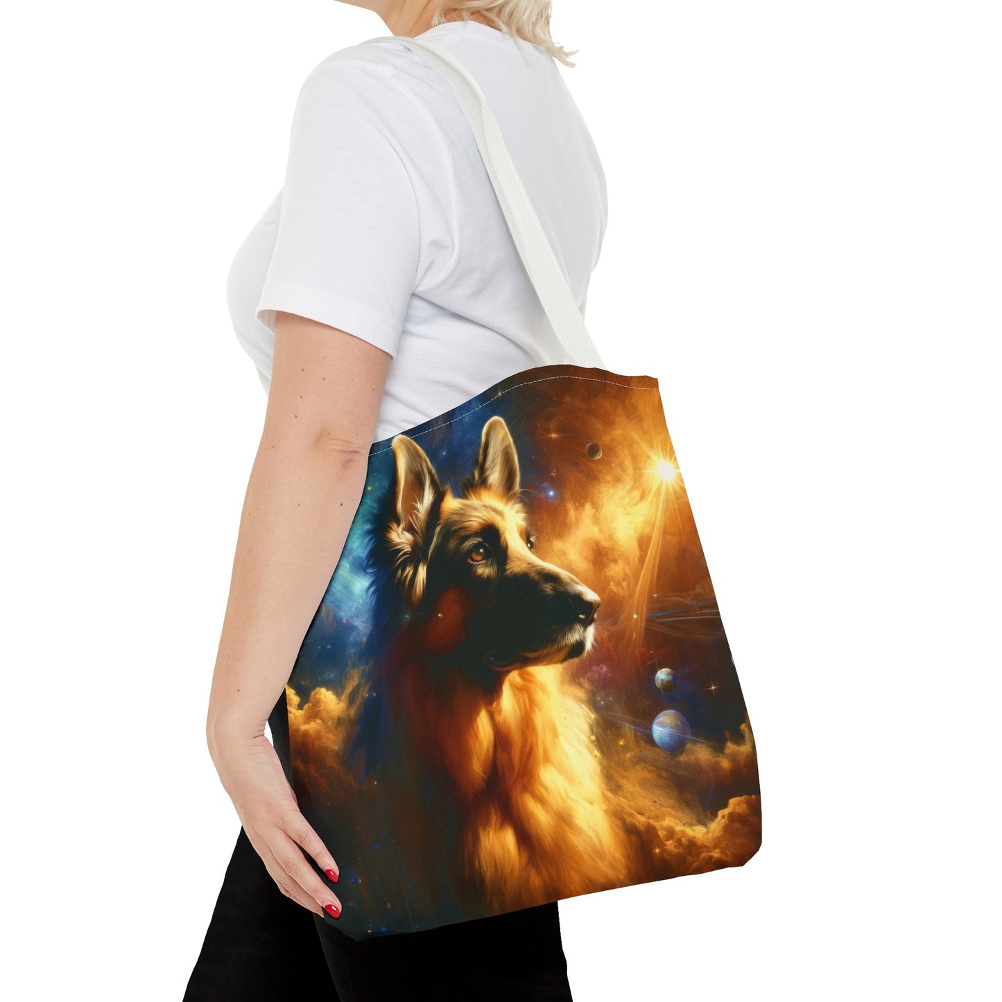 Sci-fi and stars-themed German Shepherd Tote Bag