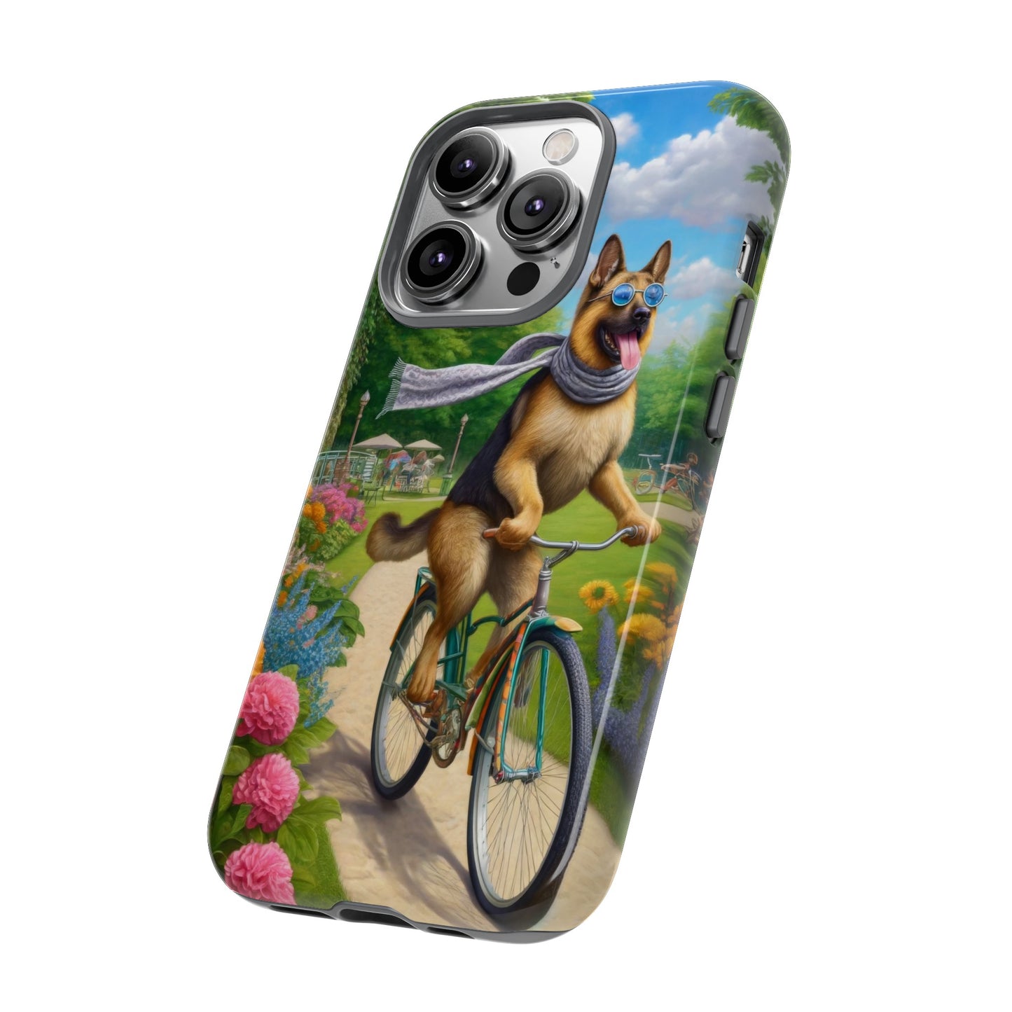 German Shepherd Riding a Bicycle Phone Case