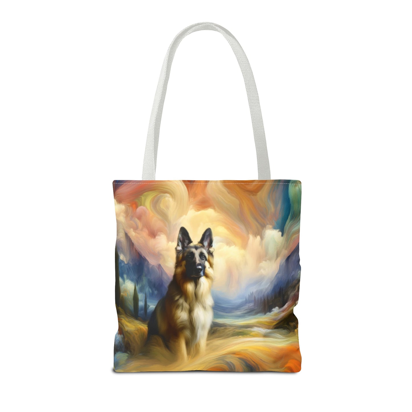 German Shepherd in an impressionist and surreal landscape Tote Bag