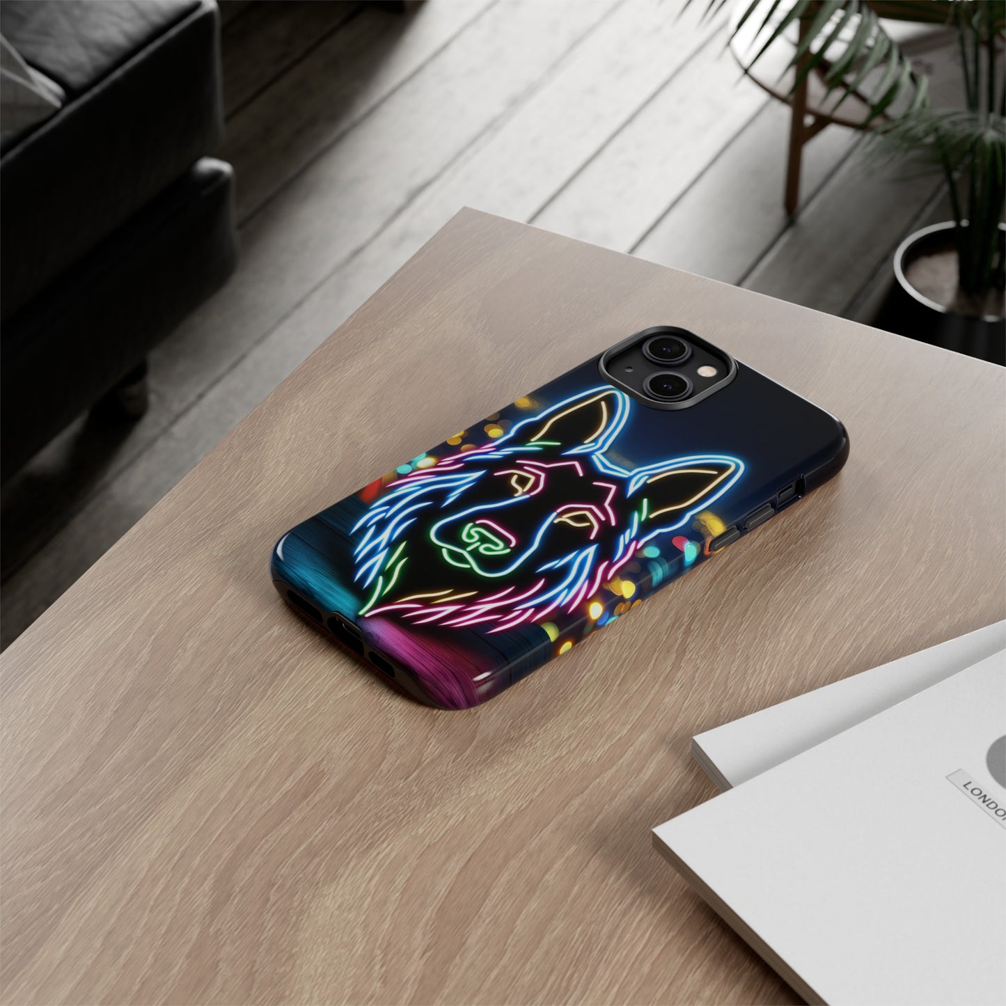 German Shepherd Neon Light Phone Case