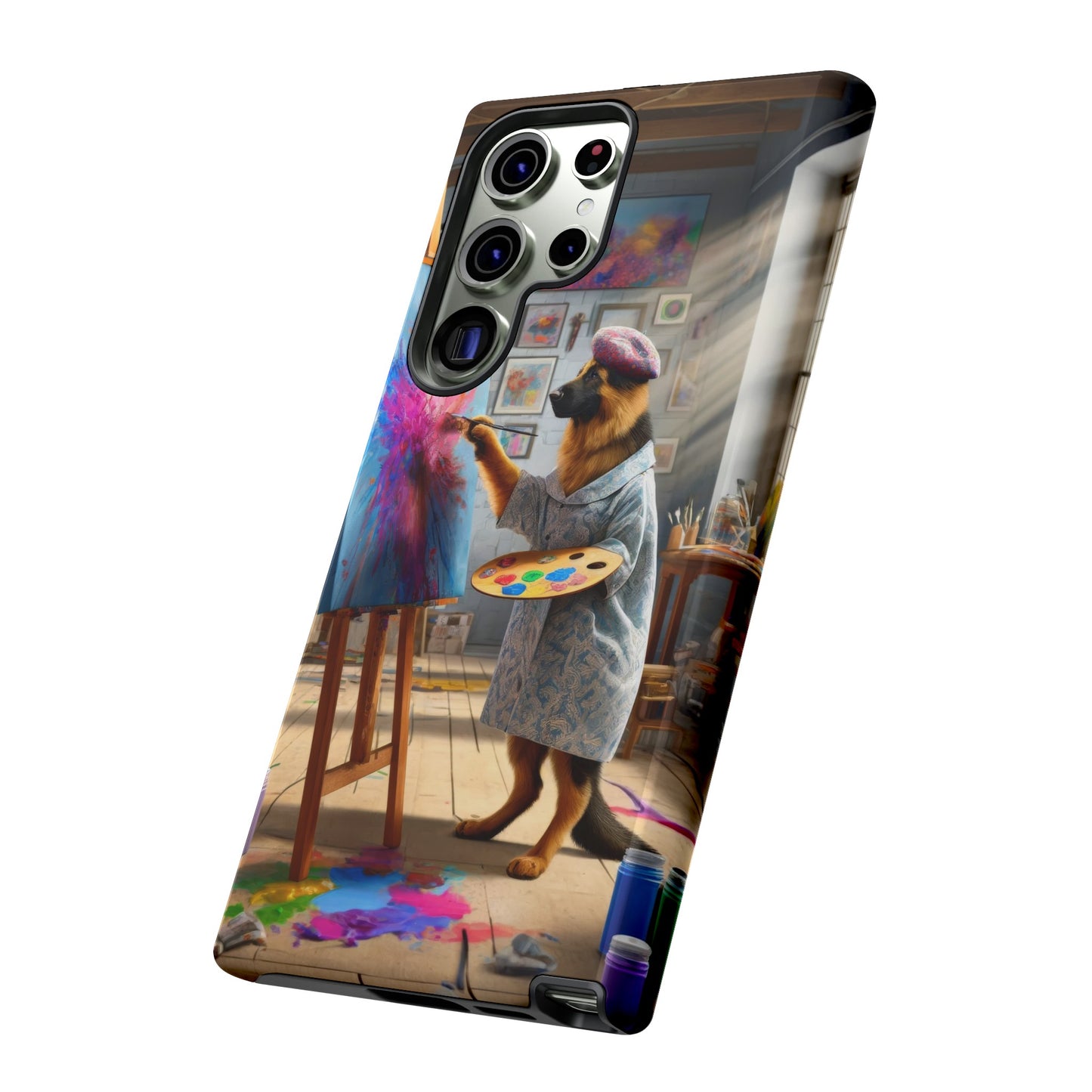 German Shepherd Painting on a Canvas Phone Case