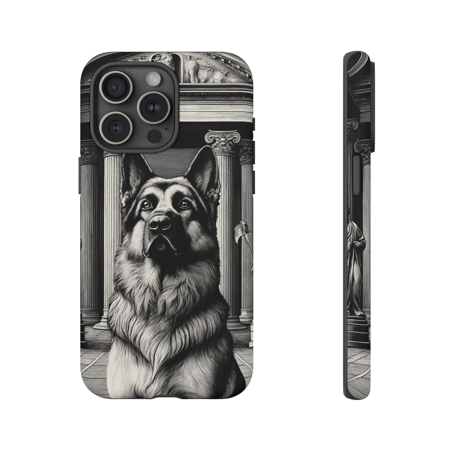 Etching and greco-roman German Shepherd Phone Case