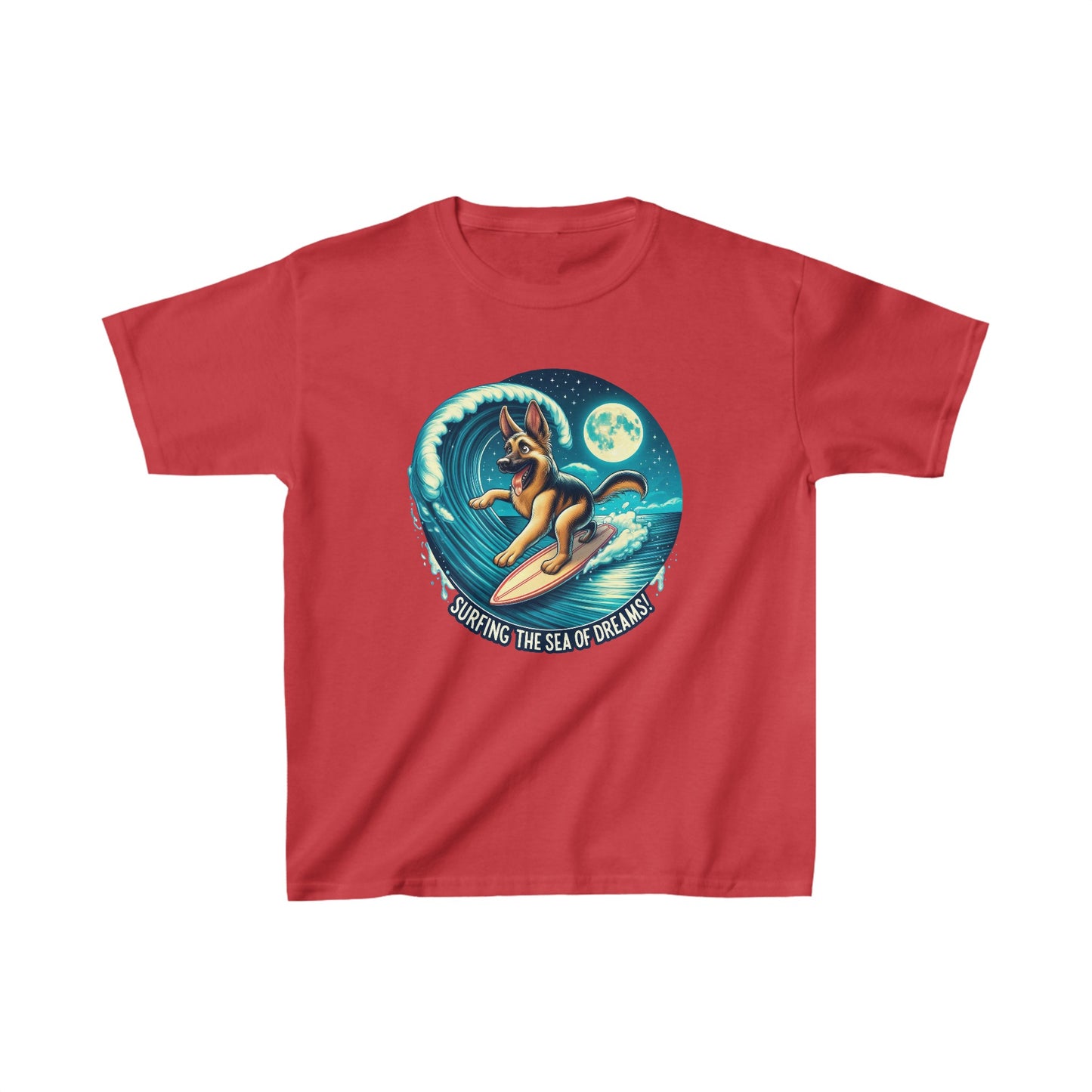 Surfing the Sea of Dreams Kids Size T-Shirt (Multi colors) (German Shepherd)