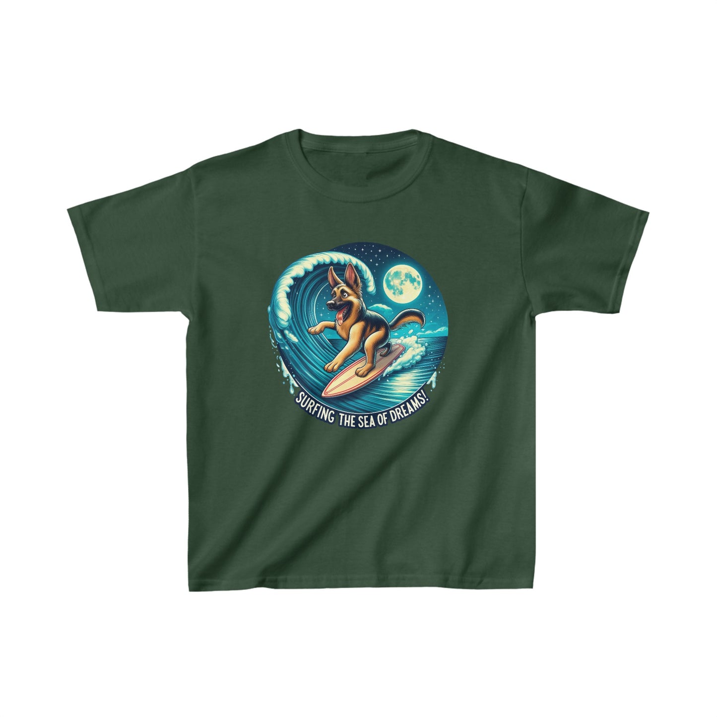 Surfing the Sea of Dreams Kids Size T-Shirt (Multi colors) (German Shepherd)