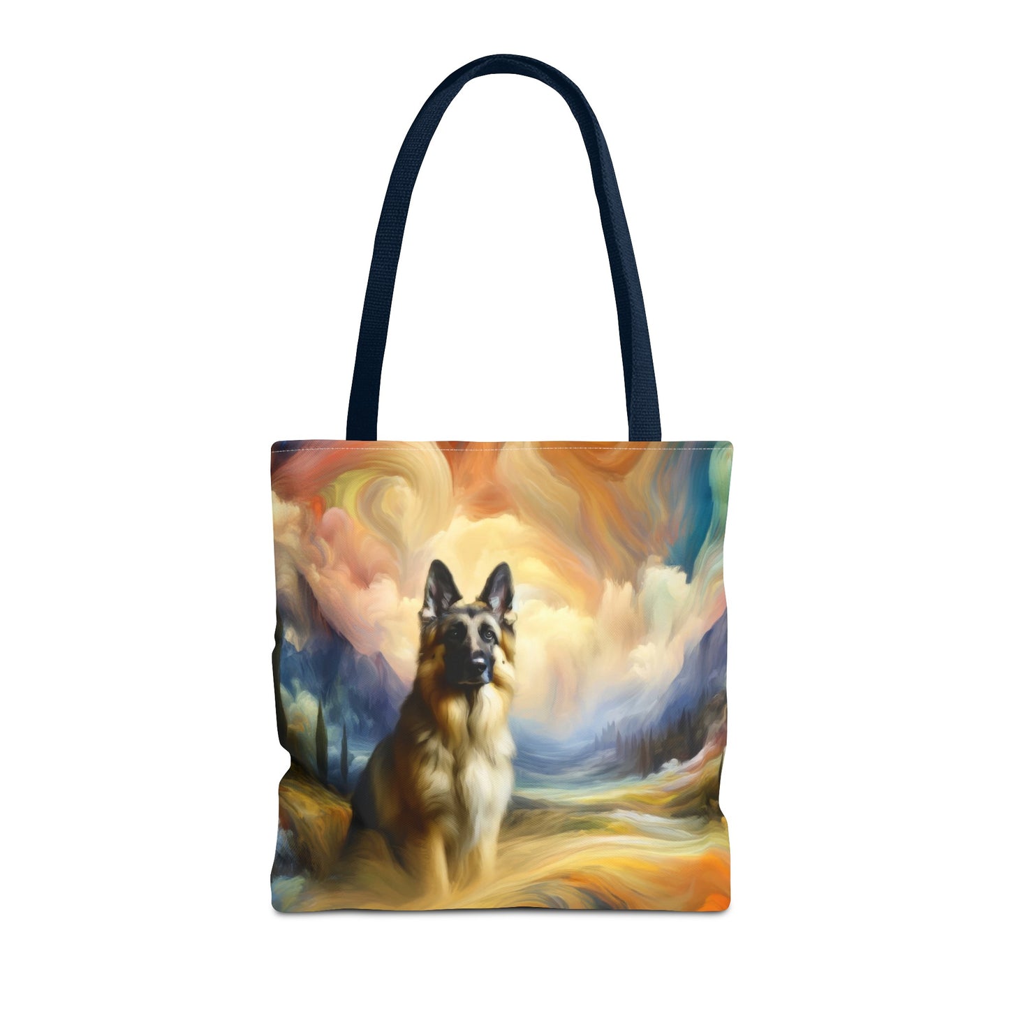 German Shepherd in an impressionist and surreal landscape Tote Bag