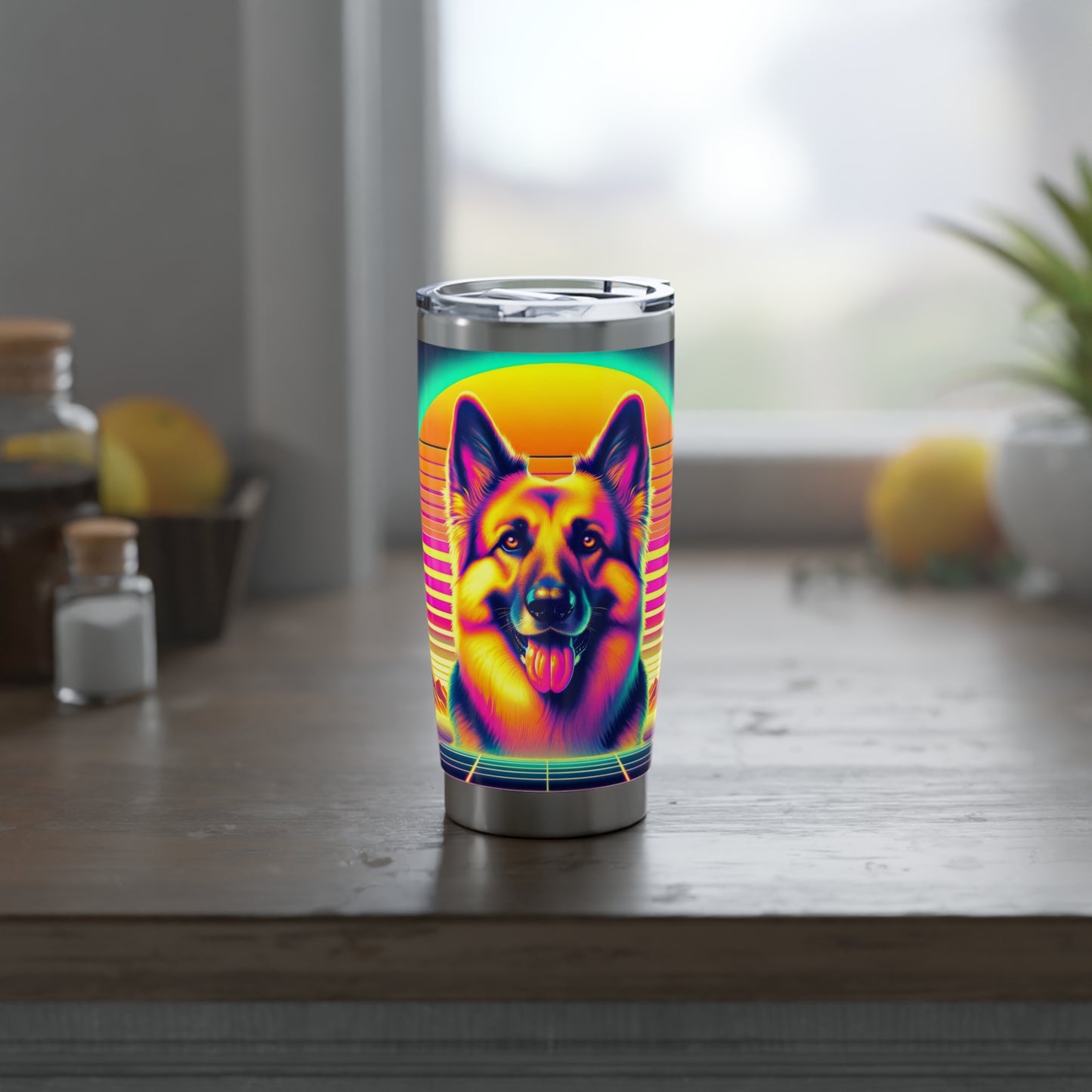 Vaporwave and golden hour German Shepherd 20oz Tumbler