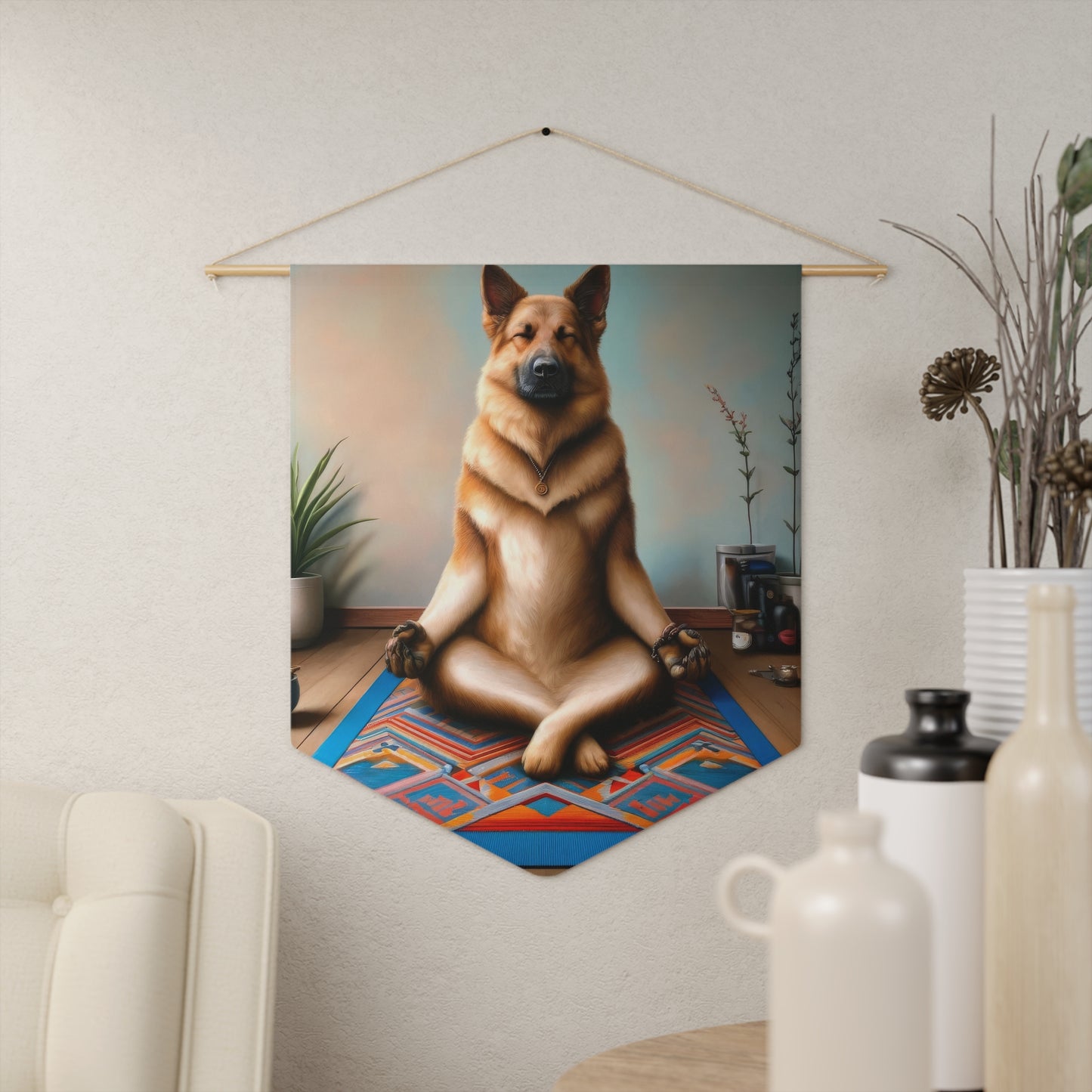 German Shepherd Meditating Pennant