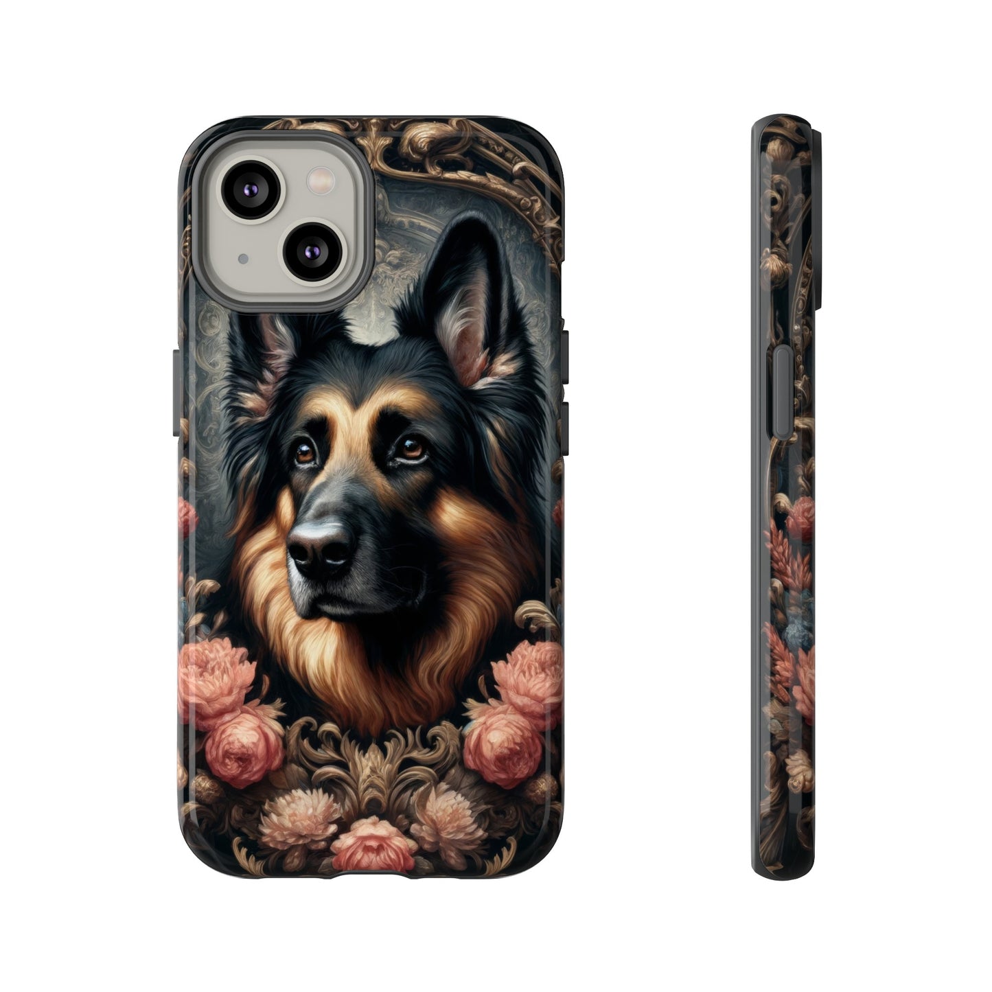 Gothic, high angle German Shepherd Phone Case