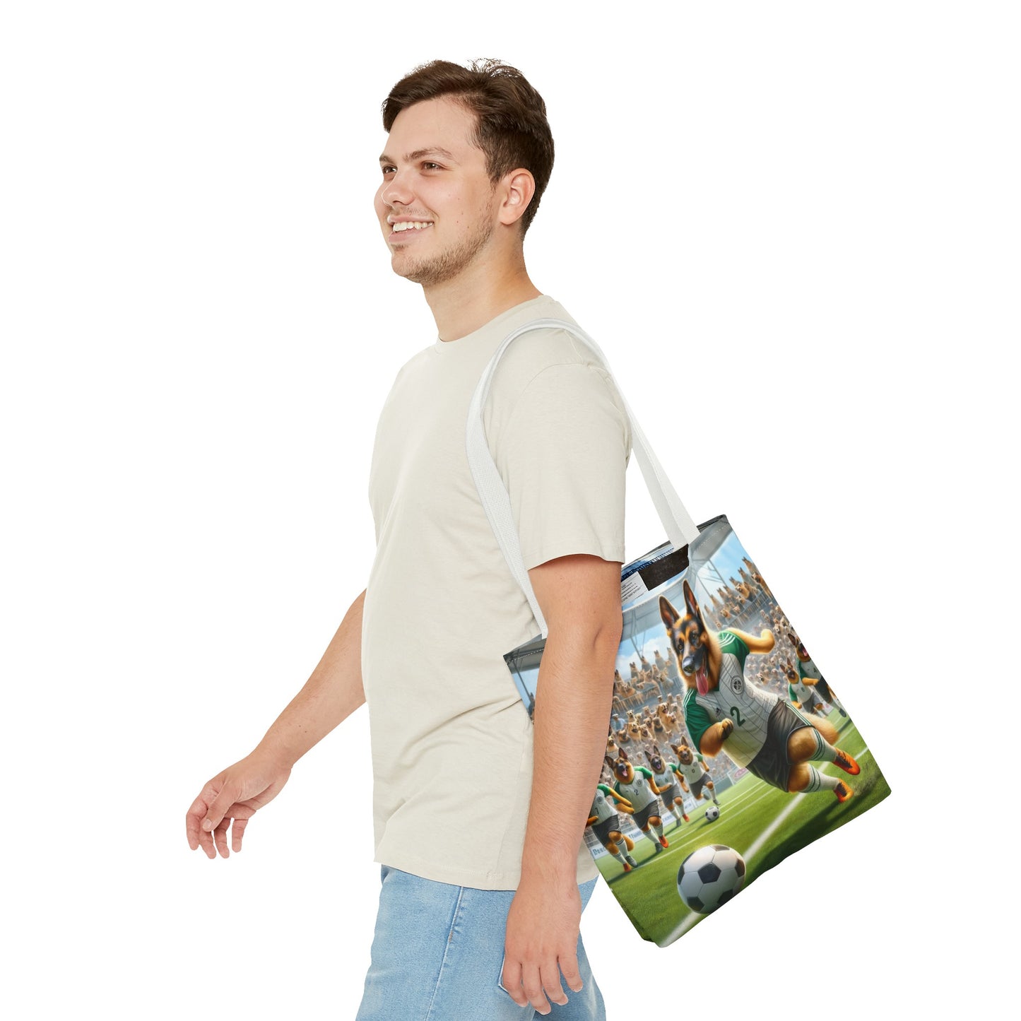 German Shepherd Playing Soccer Tote Bag