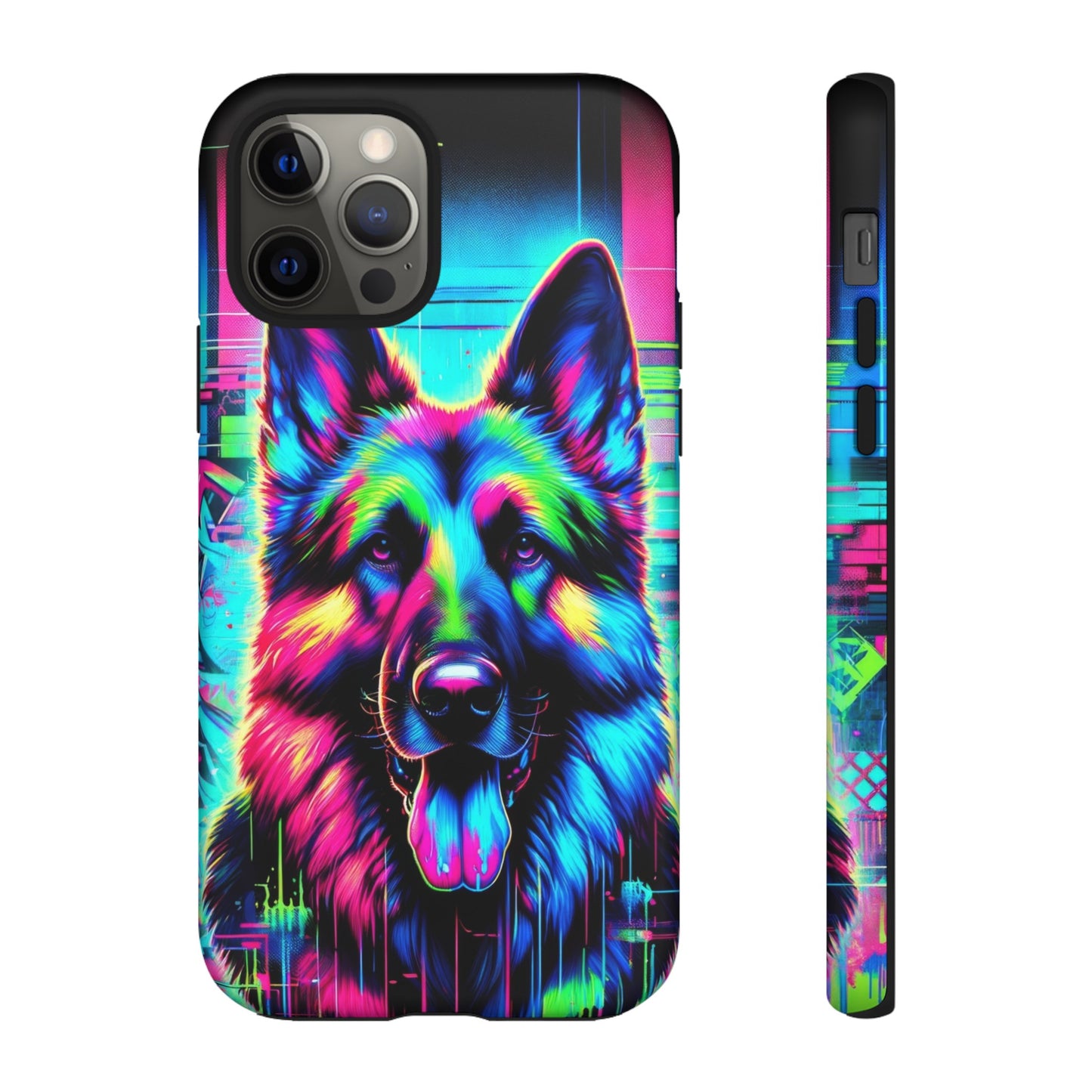 Neon graffiti German Shepherd Phone Case