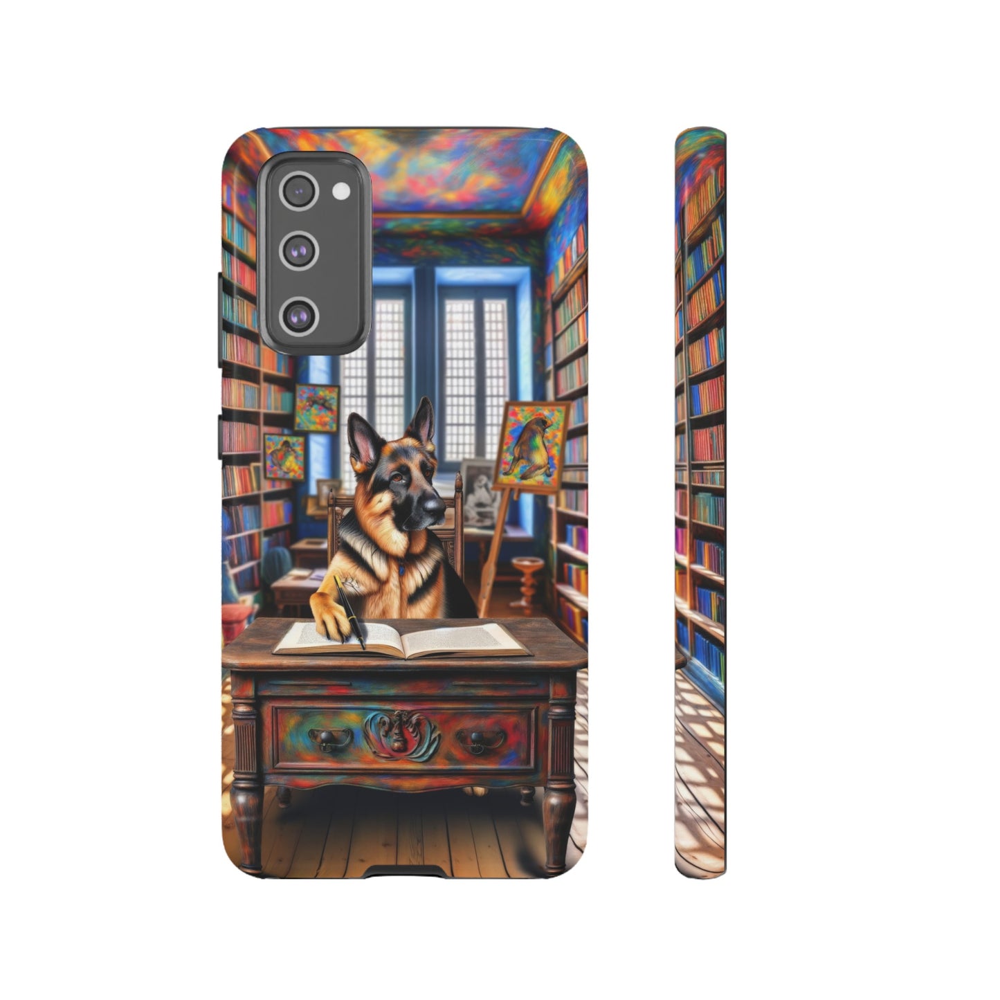 German Shepherd Writing a Book Phone Case