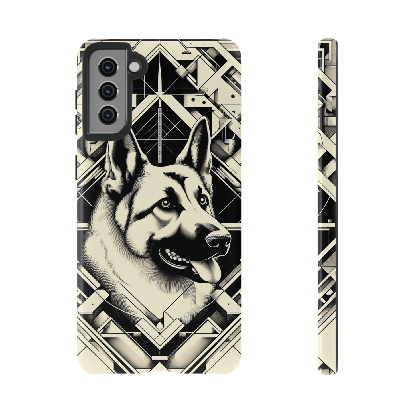 Constructivism and etching style German Shepherd Phone Case