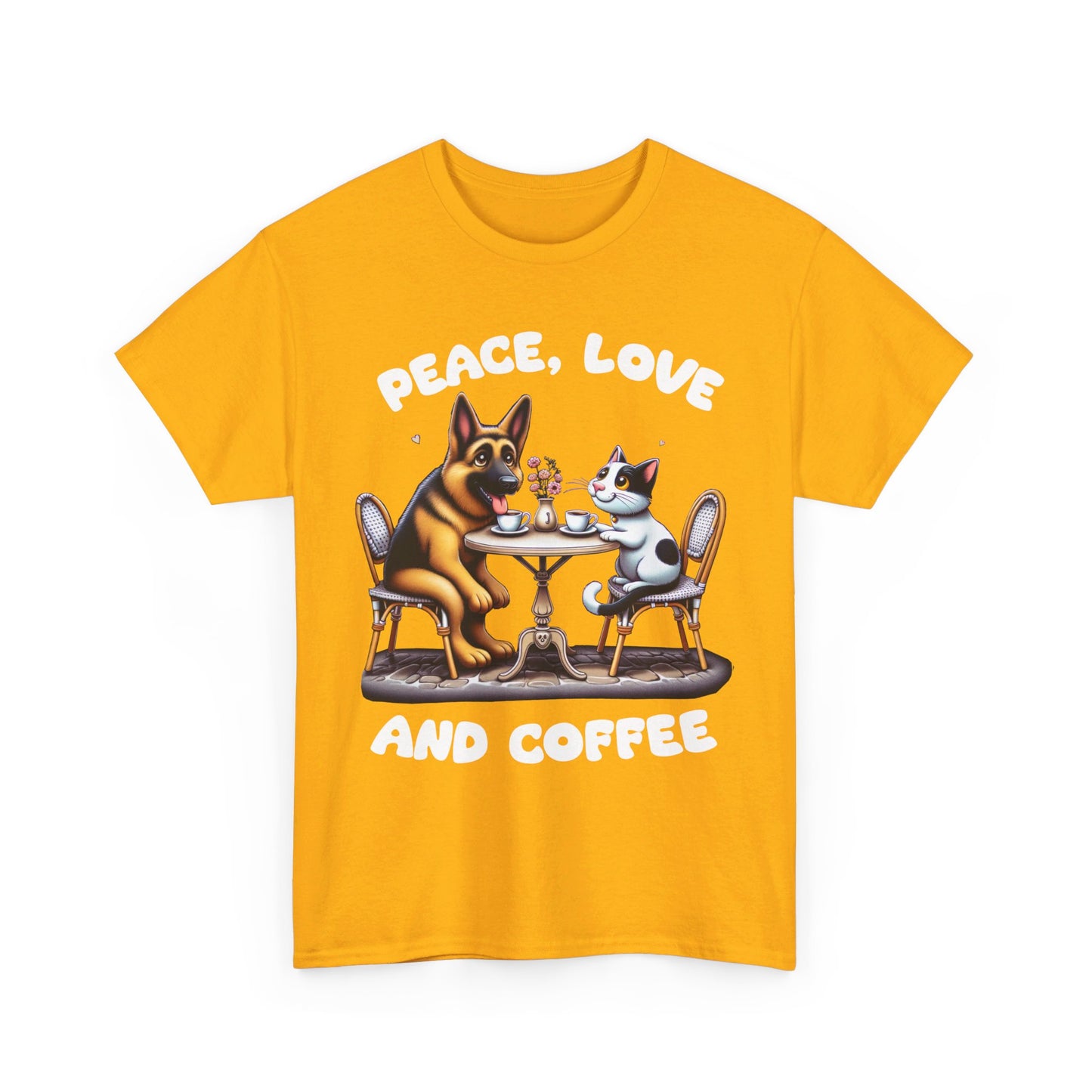 Peace Love and Coffee T-Shirt (13 Colors) (German Shepherd)