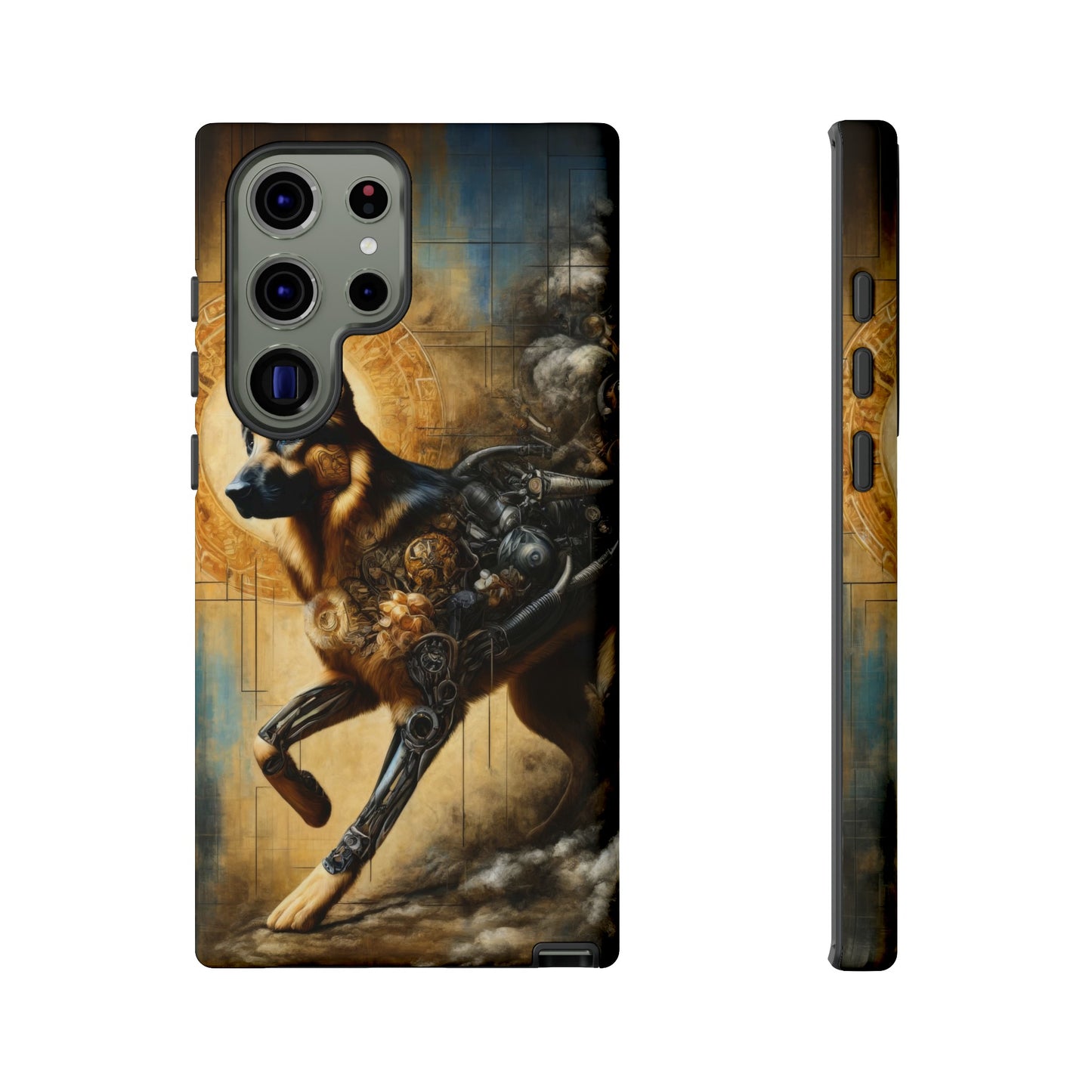 Byzantine, charcoal, and cybernetic German Shepherd Phone Case