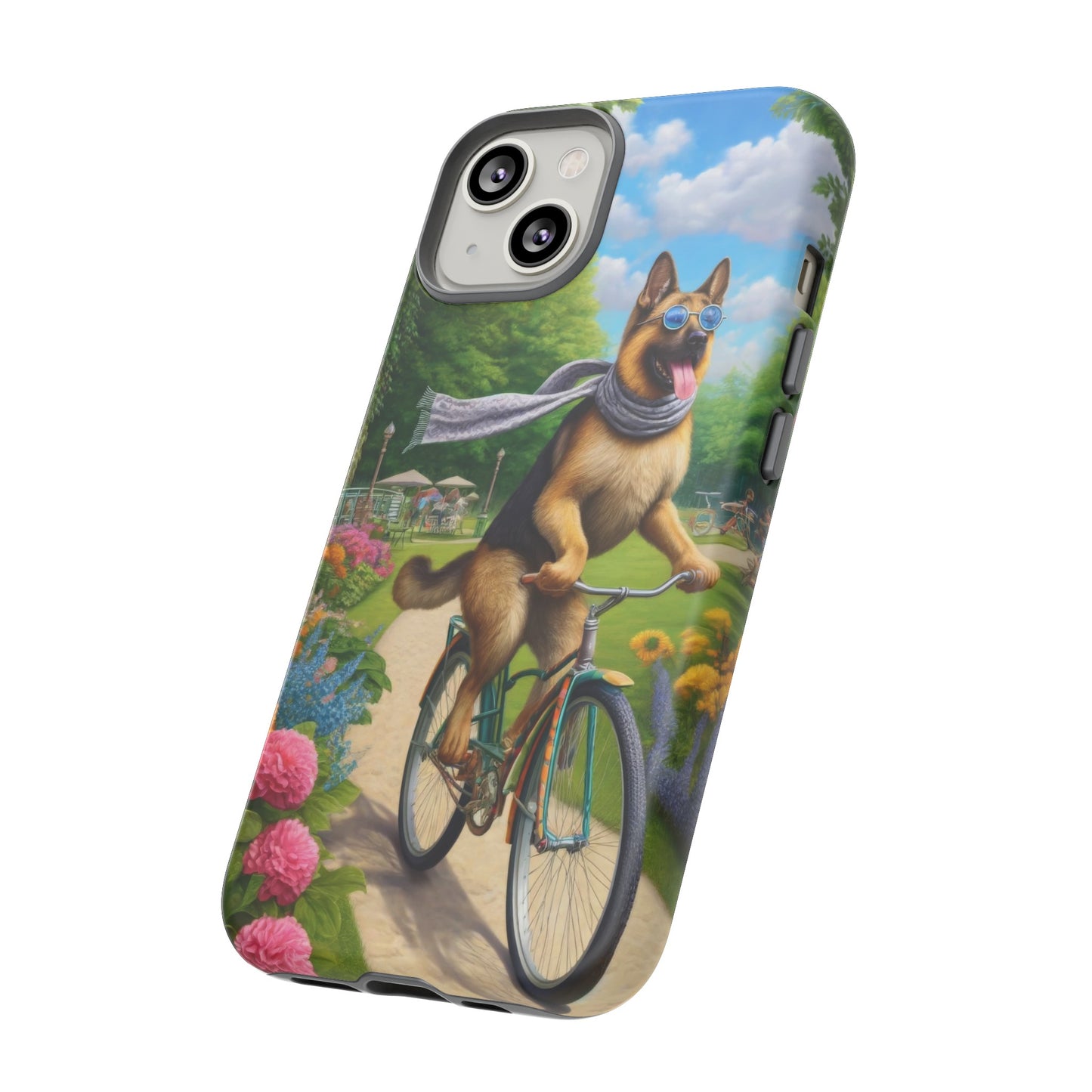 German Shepherd Riding a Bicycle Phone Case