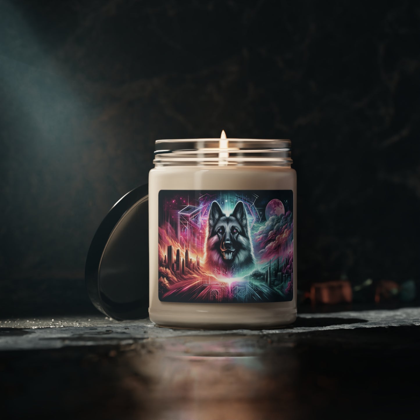 Dreamy fantasy German Shepherd Scented Soy Candle, 9oz