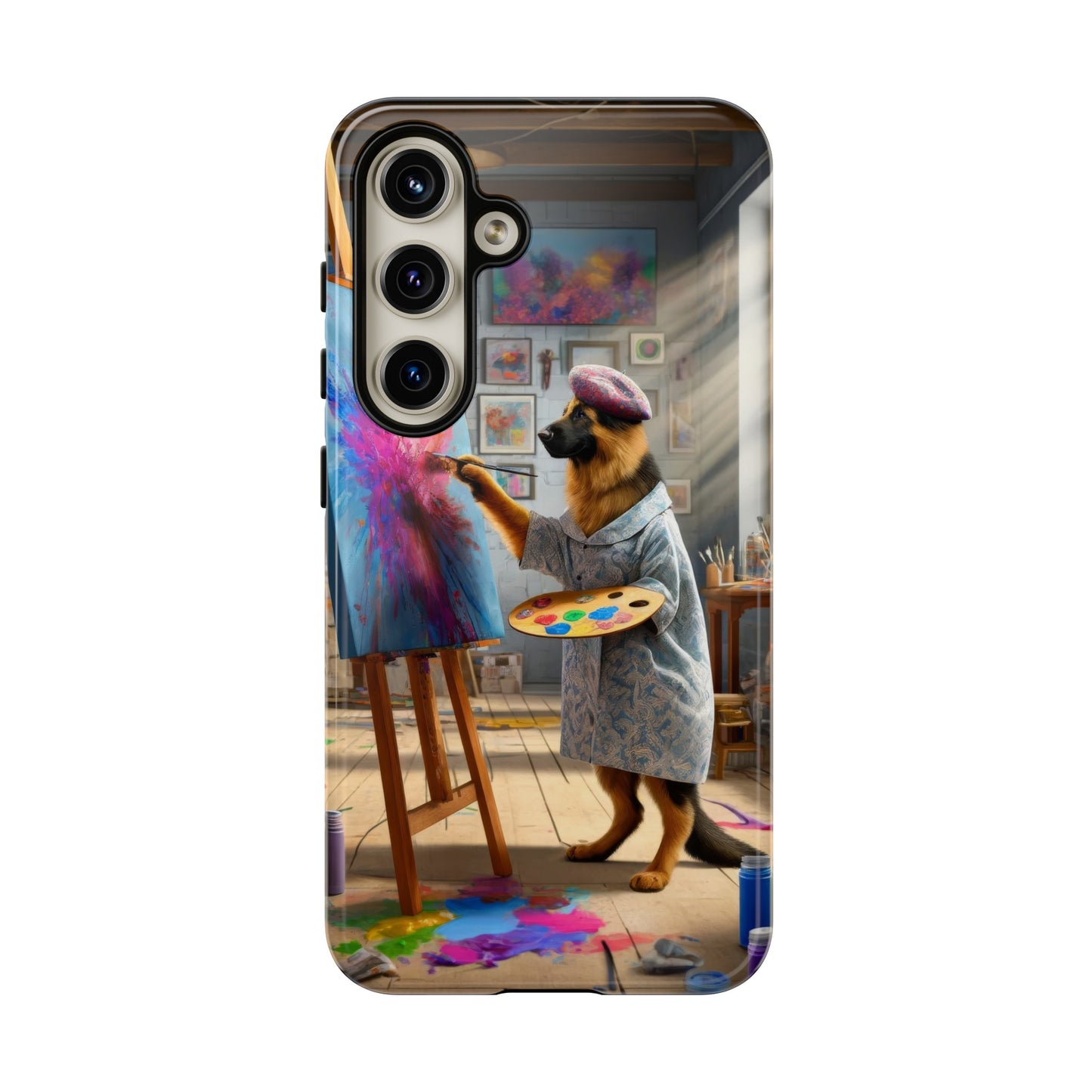 German Shepherd Painting on a Canvas Phone Case